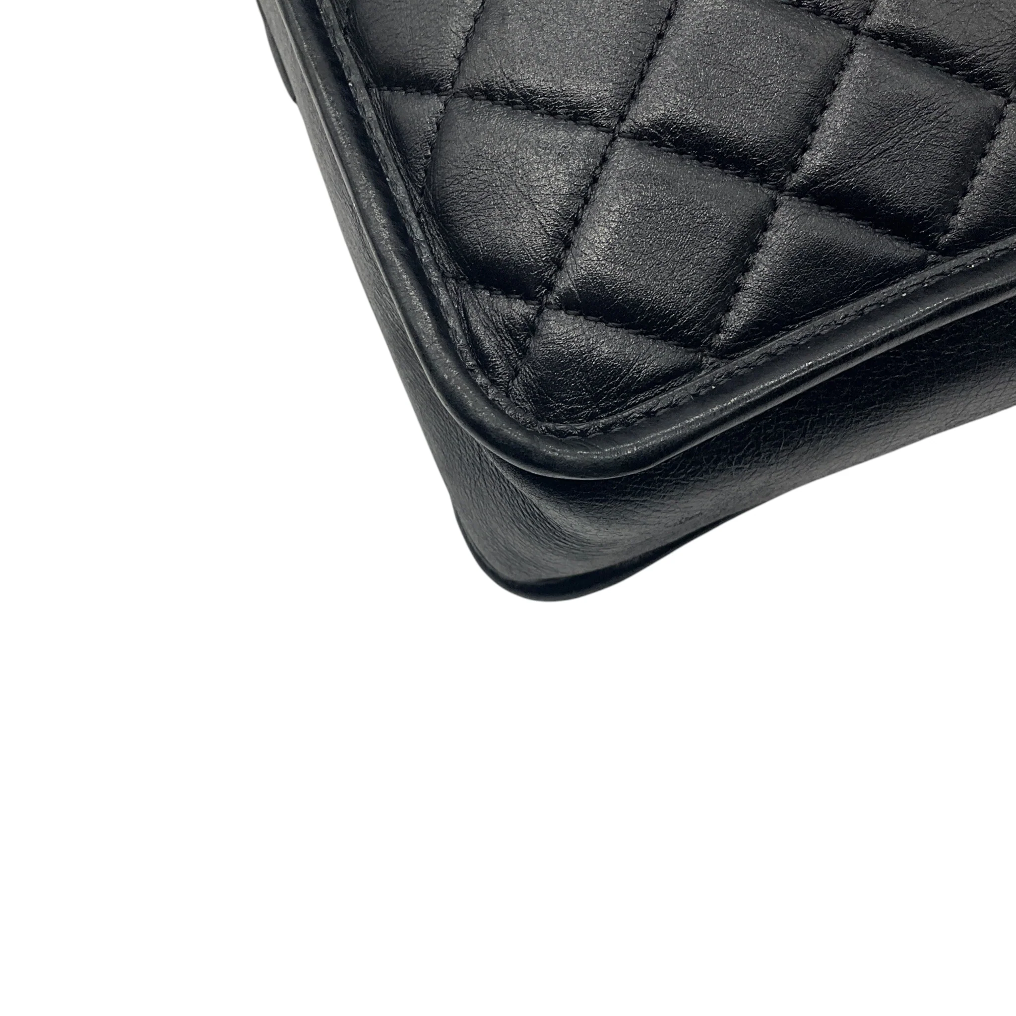 Chanel Black / Silver Hardware CC Logo Quilted Aged Calfskin Leather Shoulder Bag - Image 9