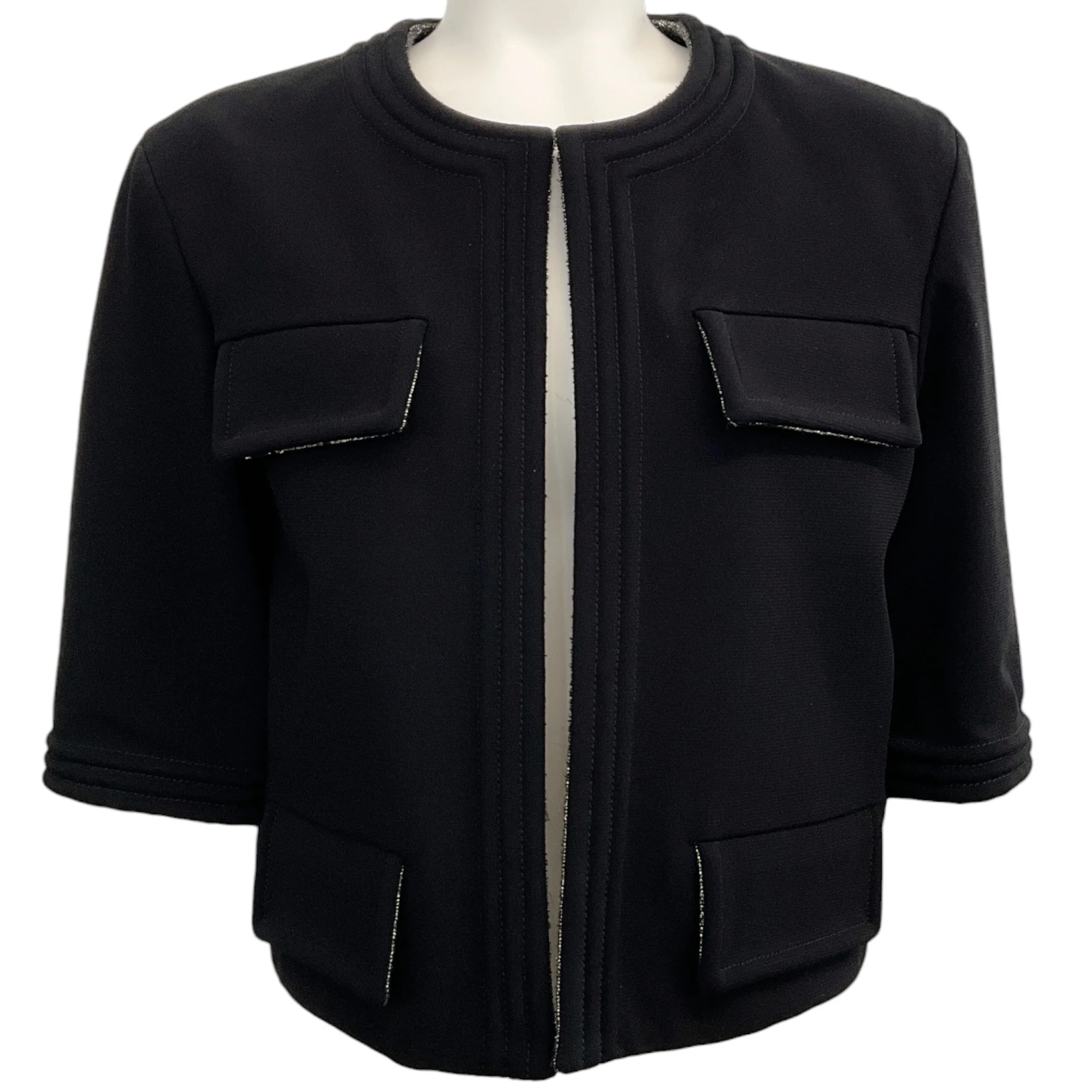 Chanel Black / Silver Open Front Jacket