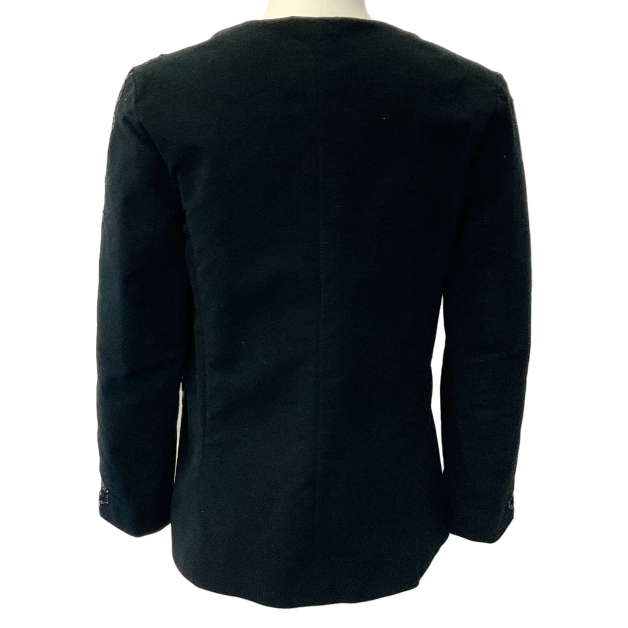 Chanel Black Velvet Silver Sequined Lace Open Jacket - Image 3