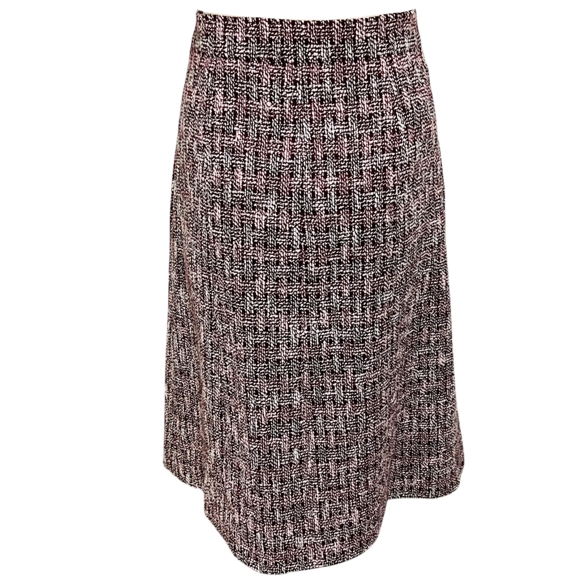 Chanel Burgundy Multi Tweed Midi Skirt - Image 3