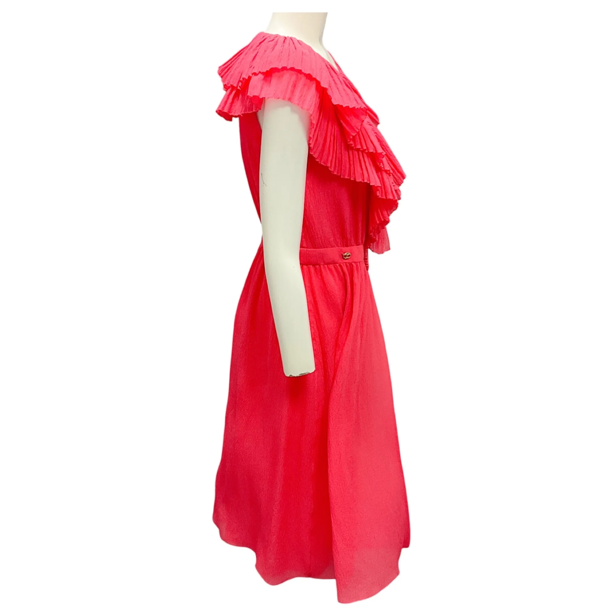 Chanel Fuchsia 2021 Ruffled Silk Chiffon Cocktail Dress - Image 2