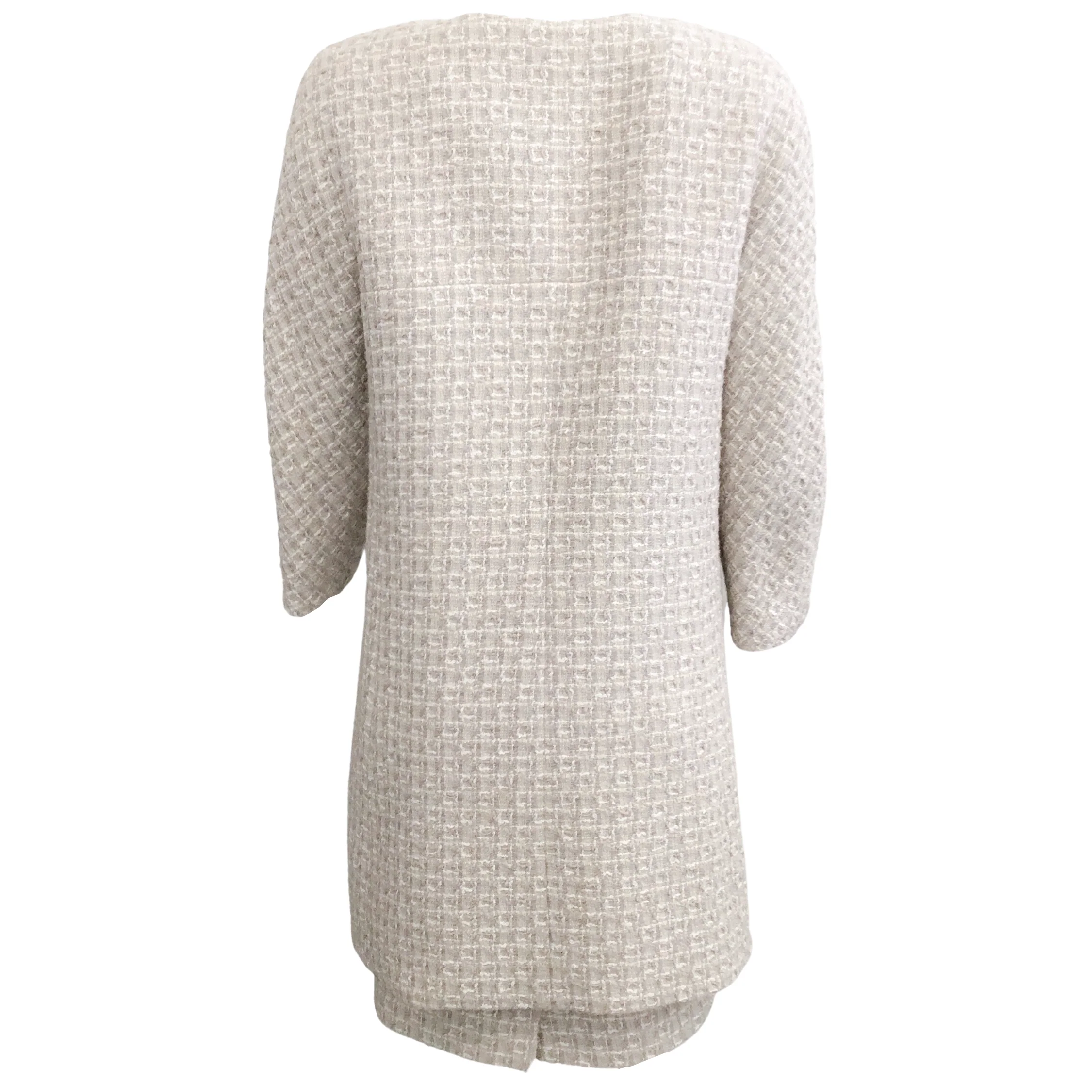 Chanel Grey Silk and Tweed Dress with Jacket - Image 3