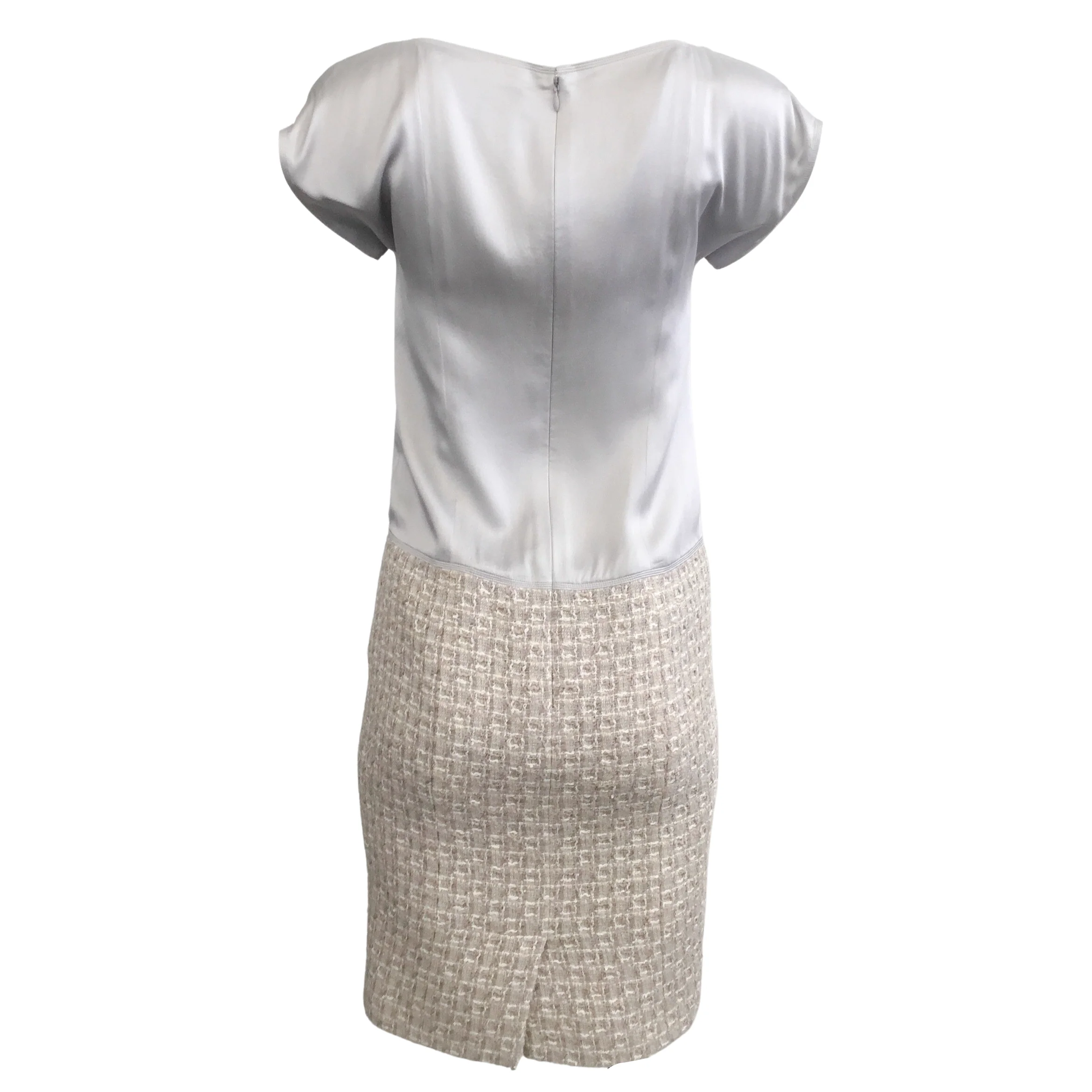 Chanel Grey Silk and Tweed Dress with Jacket - Image 6