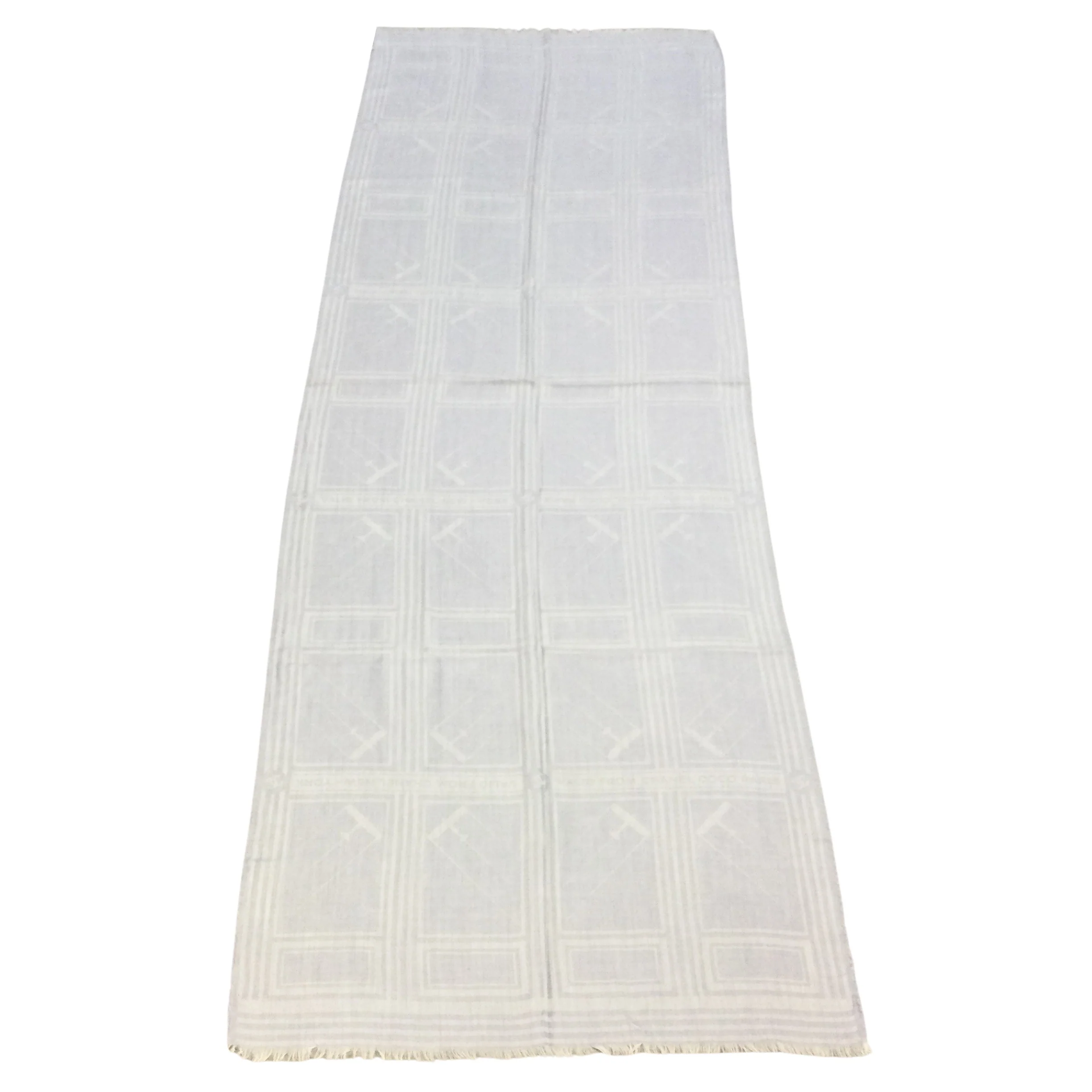 Chanel Light Blue Printed Fringed Trim Cashmere and Silk Rectangular Scarf/Wrap - Image 3