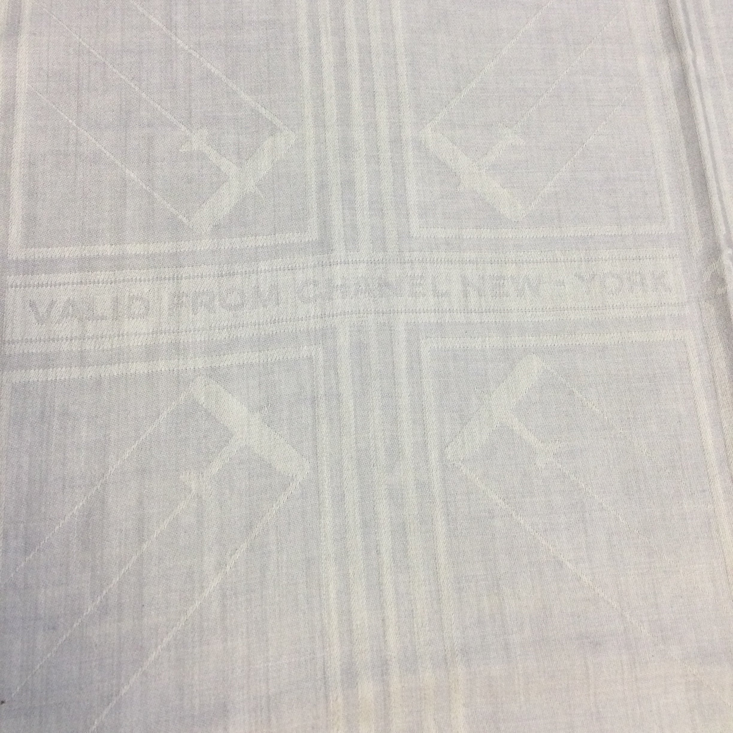 Chanel Light Blue Printed Fringed Trim Cashmere and Silk Rectangular Scarf/Wrap - Image 4