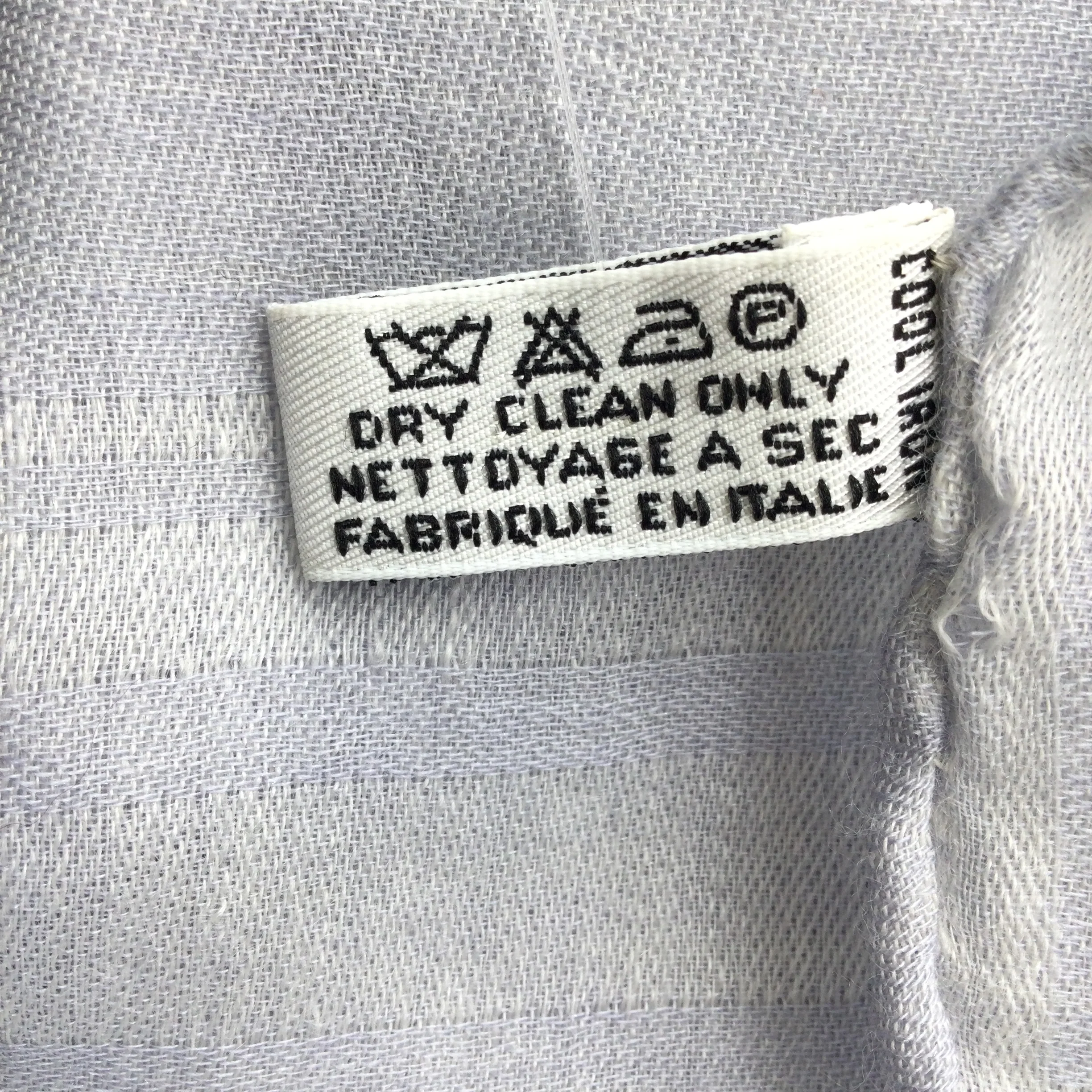 Chanel Light Blue Printed Fringed Trim Cashmere and Silk Rectangular Scarf/Wrap - Image 7