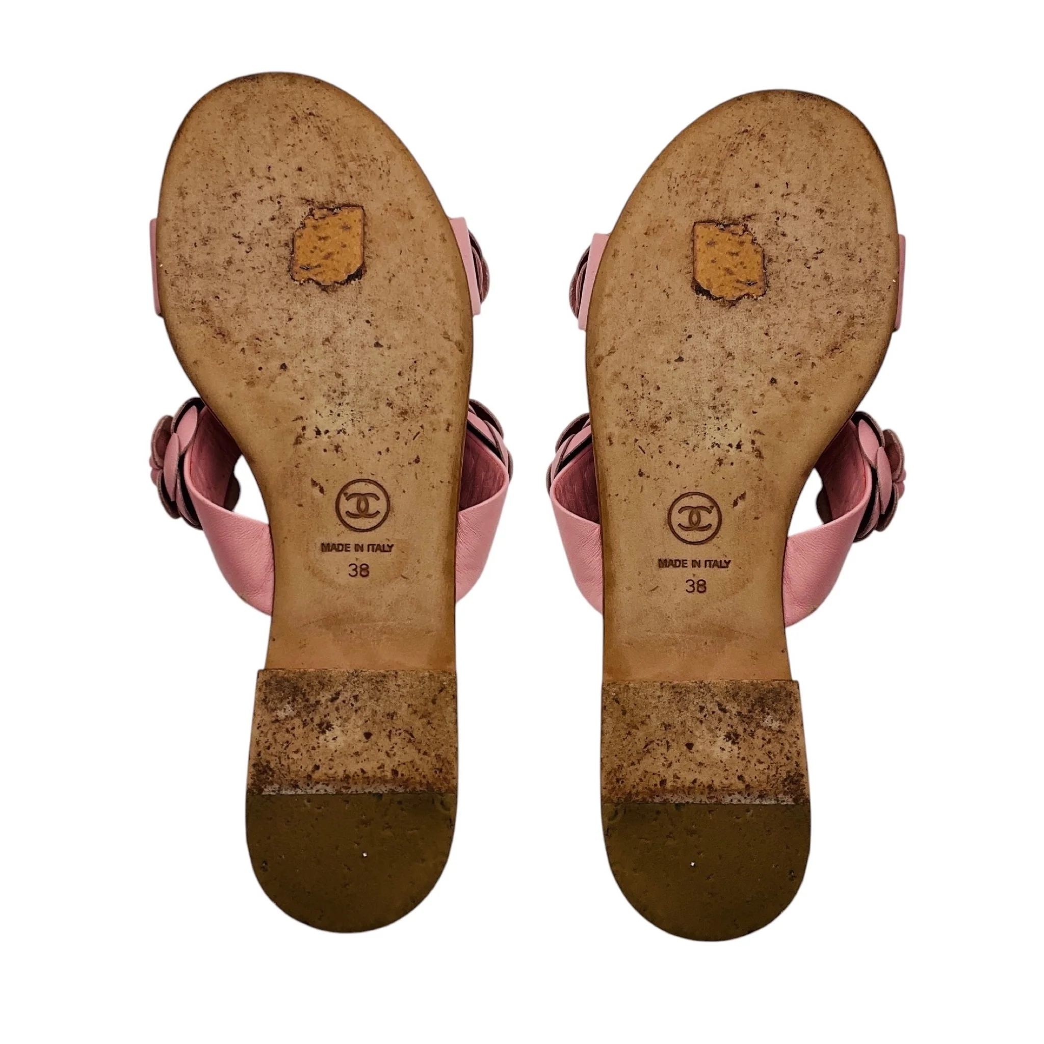 Chanel Light Pink 2018 Camellia Double Strap Lambskin Leather Sandals - Image 6
