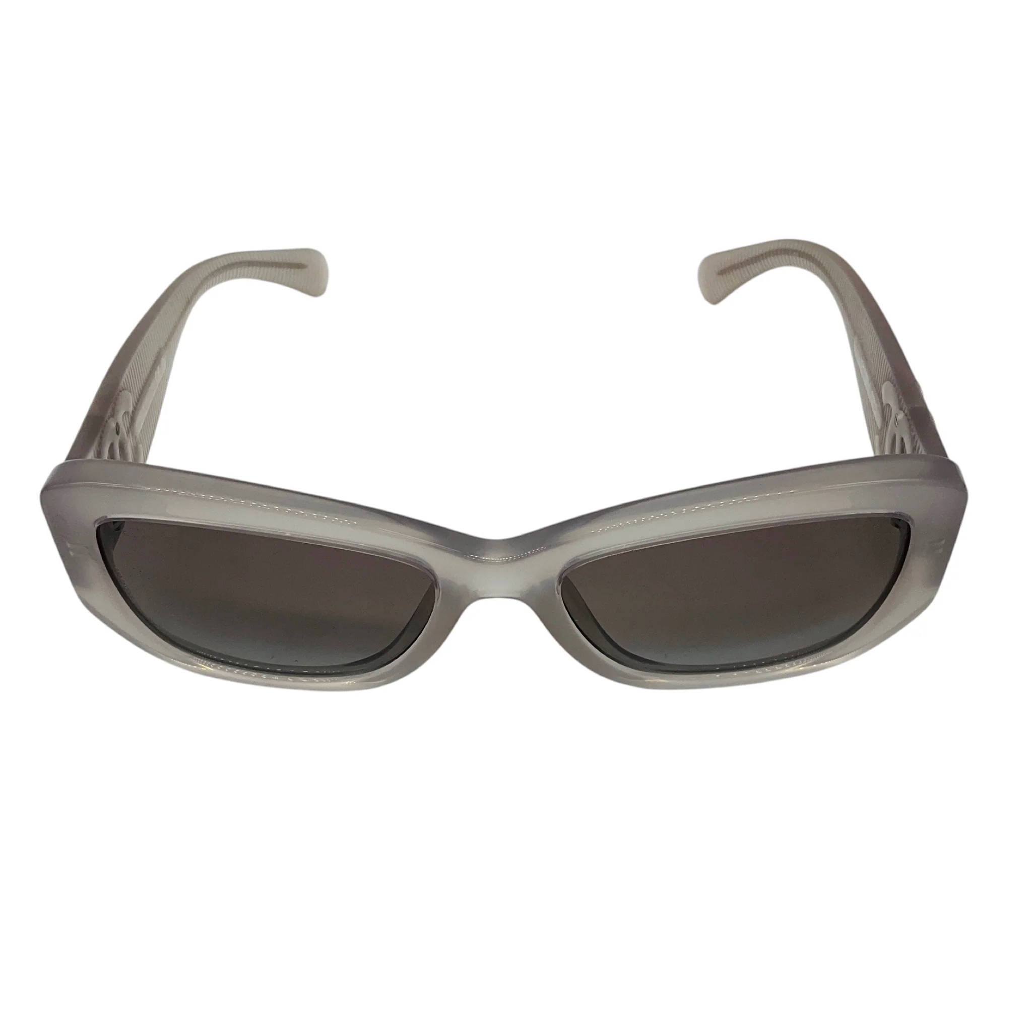 Chanel Milky Grey / Silver CC Logo Frosted Rectangular Acetate Sunglasses - Image 9