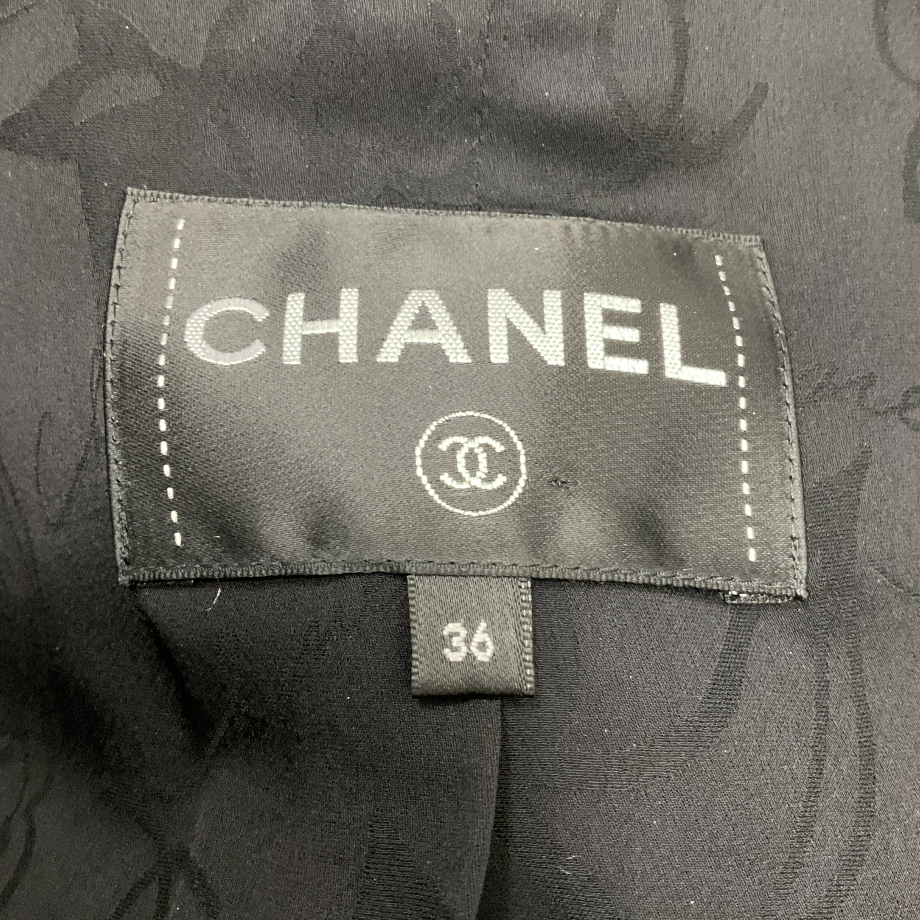 Chanel Navy / Black 2016 Embossed CC Logo Button Jacket - Image 4