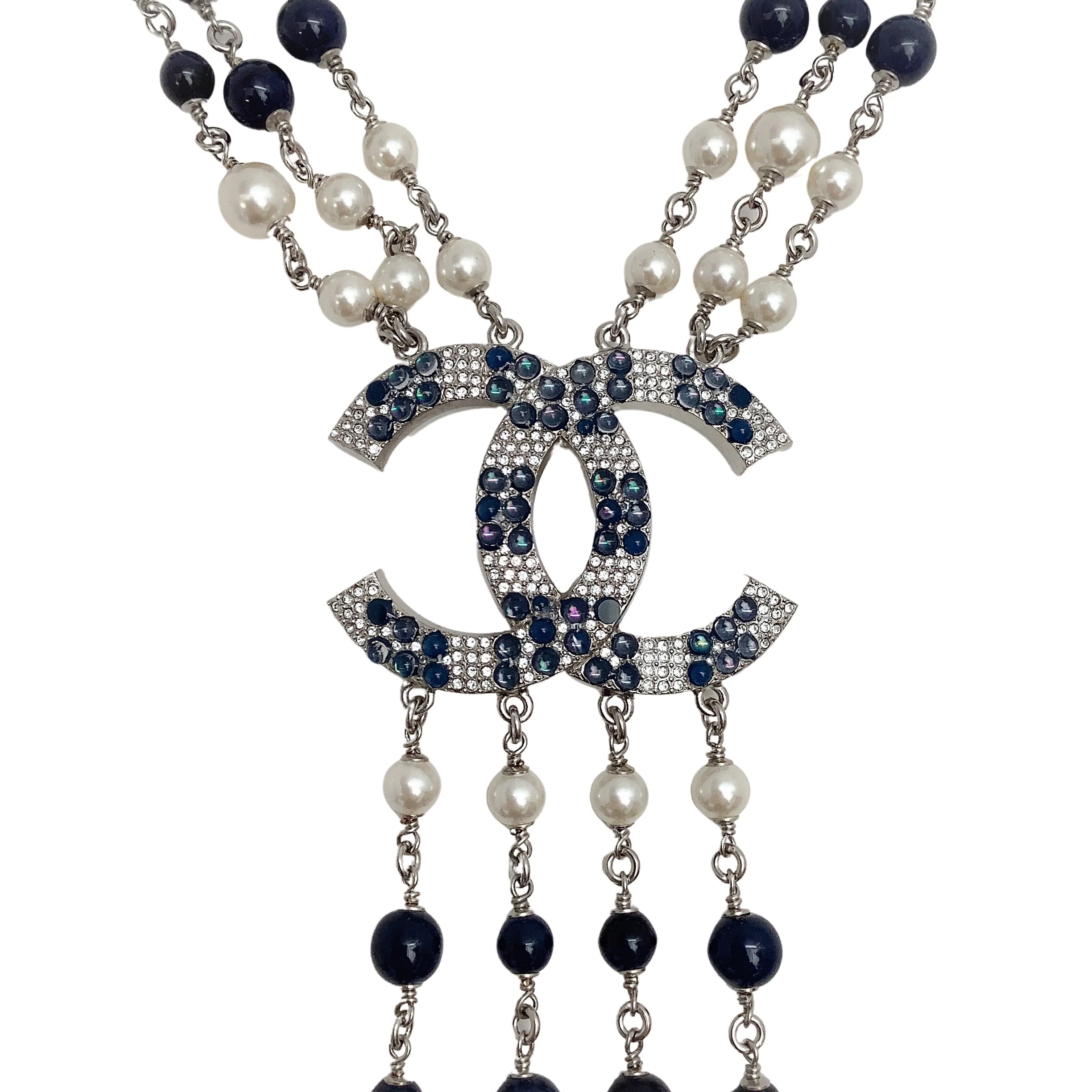 Chanel Pearl And Navy Crystals 2019 Necklace - Image 3