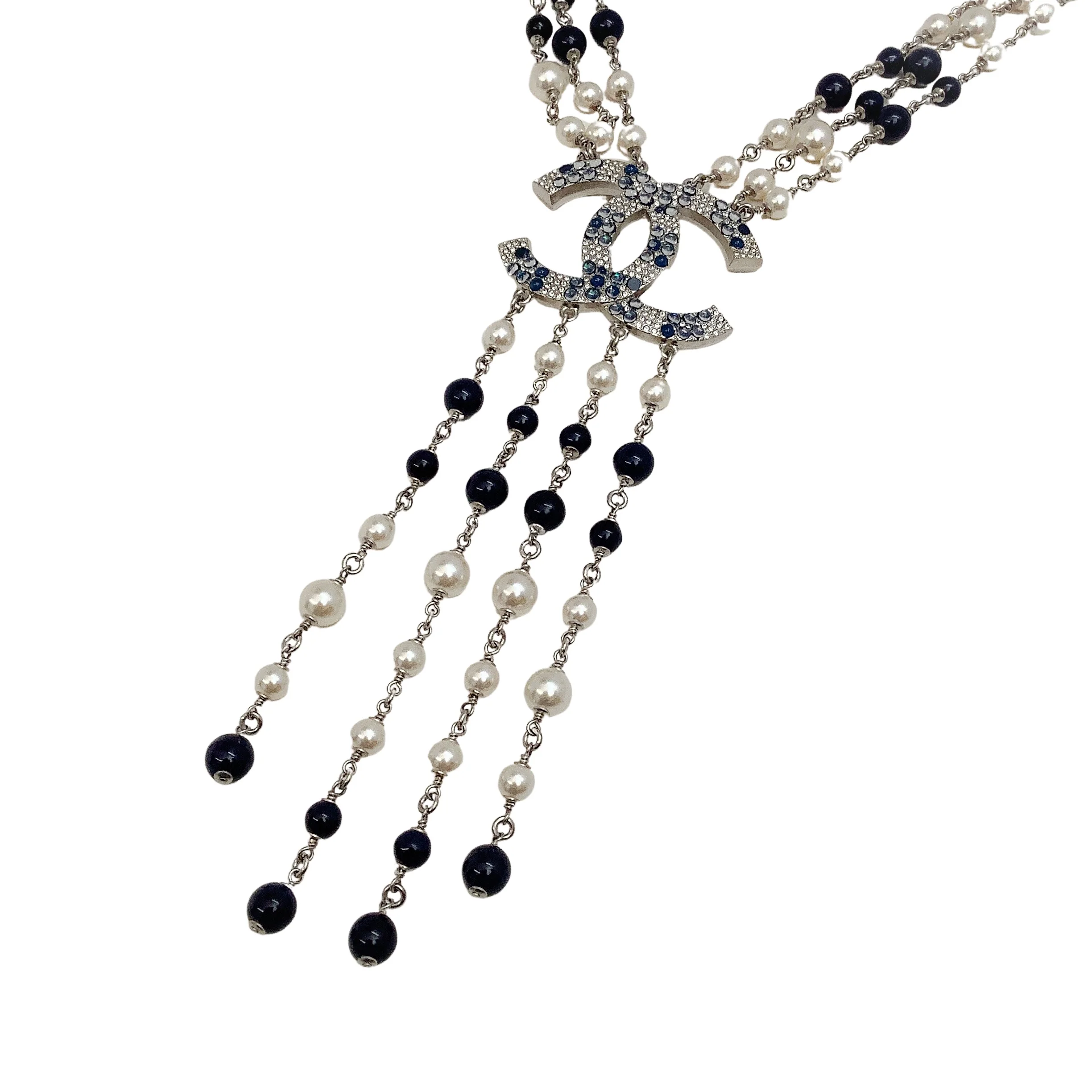 Chanel Pearl And Navy Crystals 2019 Necklace - Image 4