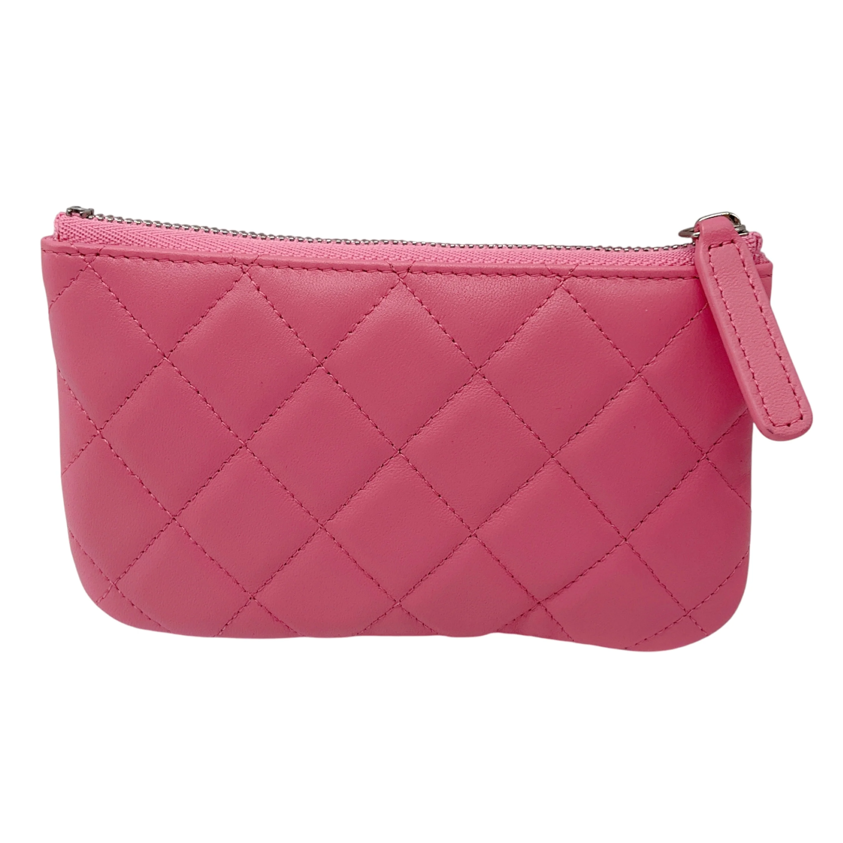 Chanel Pink Classic O Case Pouch Quilted Lambskin Mini Wallet - Image 3