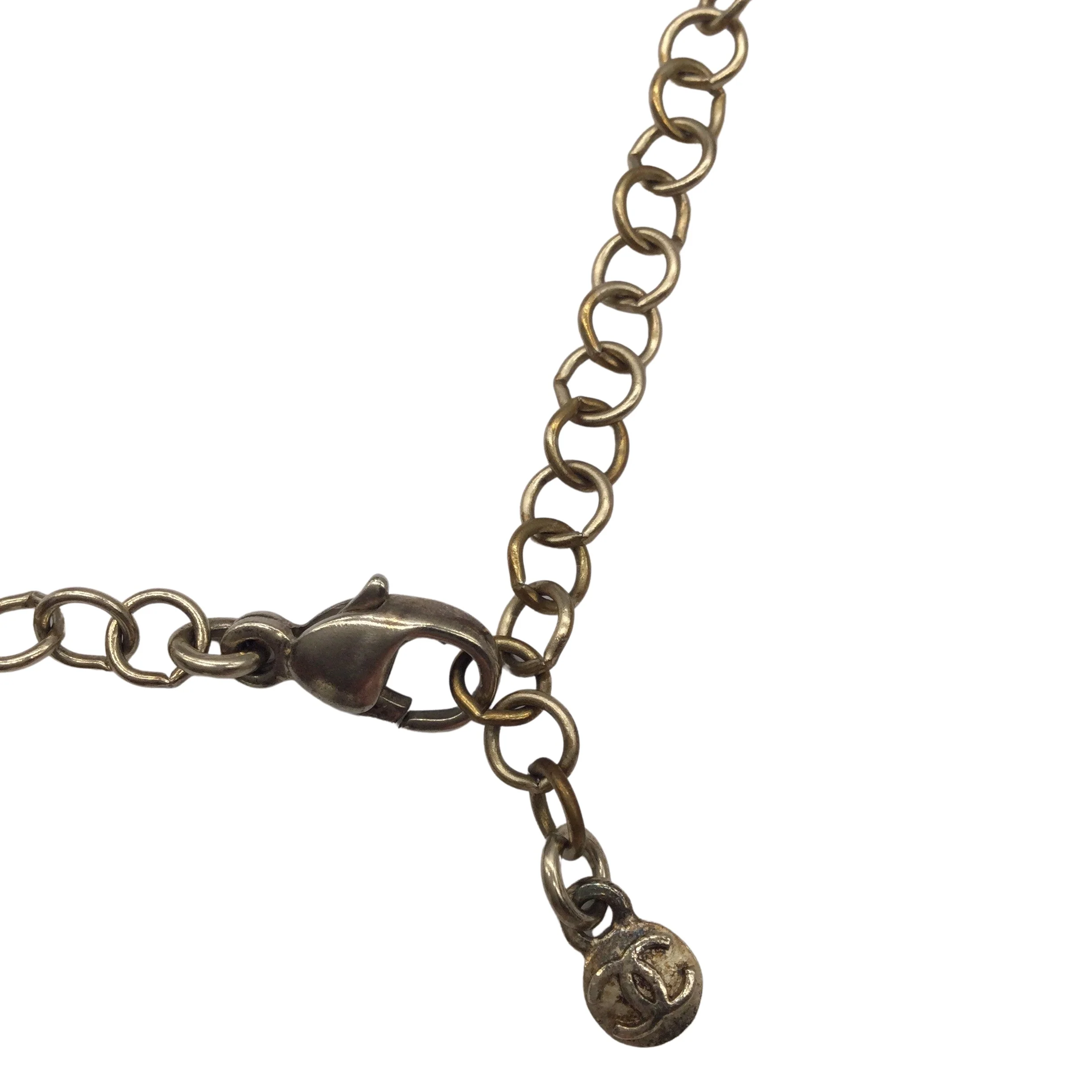 Chanel Pink / Ecru Cc Logo Seashell Pendant Crystal Embellished Imitation Pearl Long Necklace - Image 6