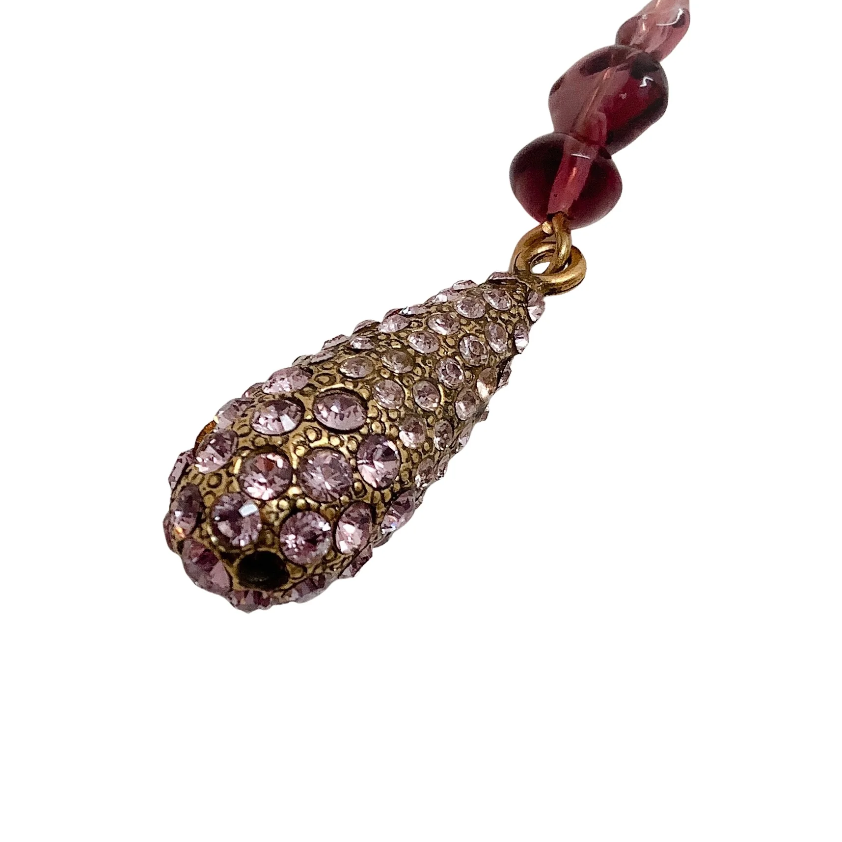 Chanel Purple / Gold Glass and Crystal Long Dangle Earrings - Image 3