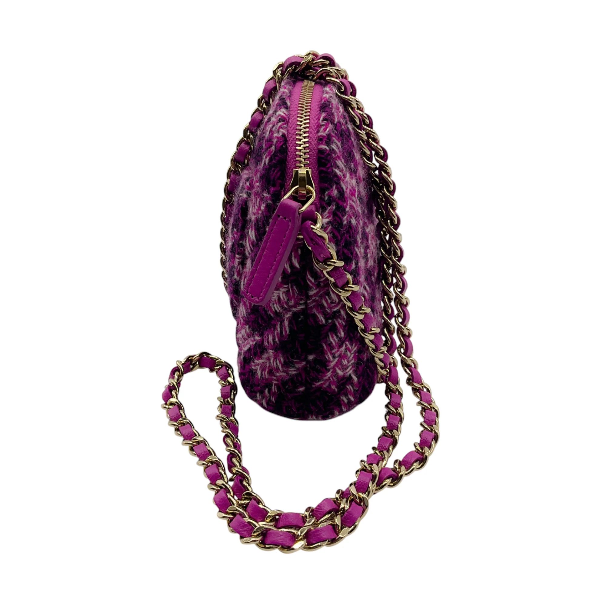 Chanel Purple Tweed Mini Crossbody Bag - Image 2