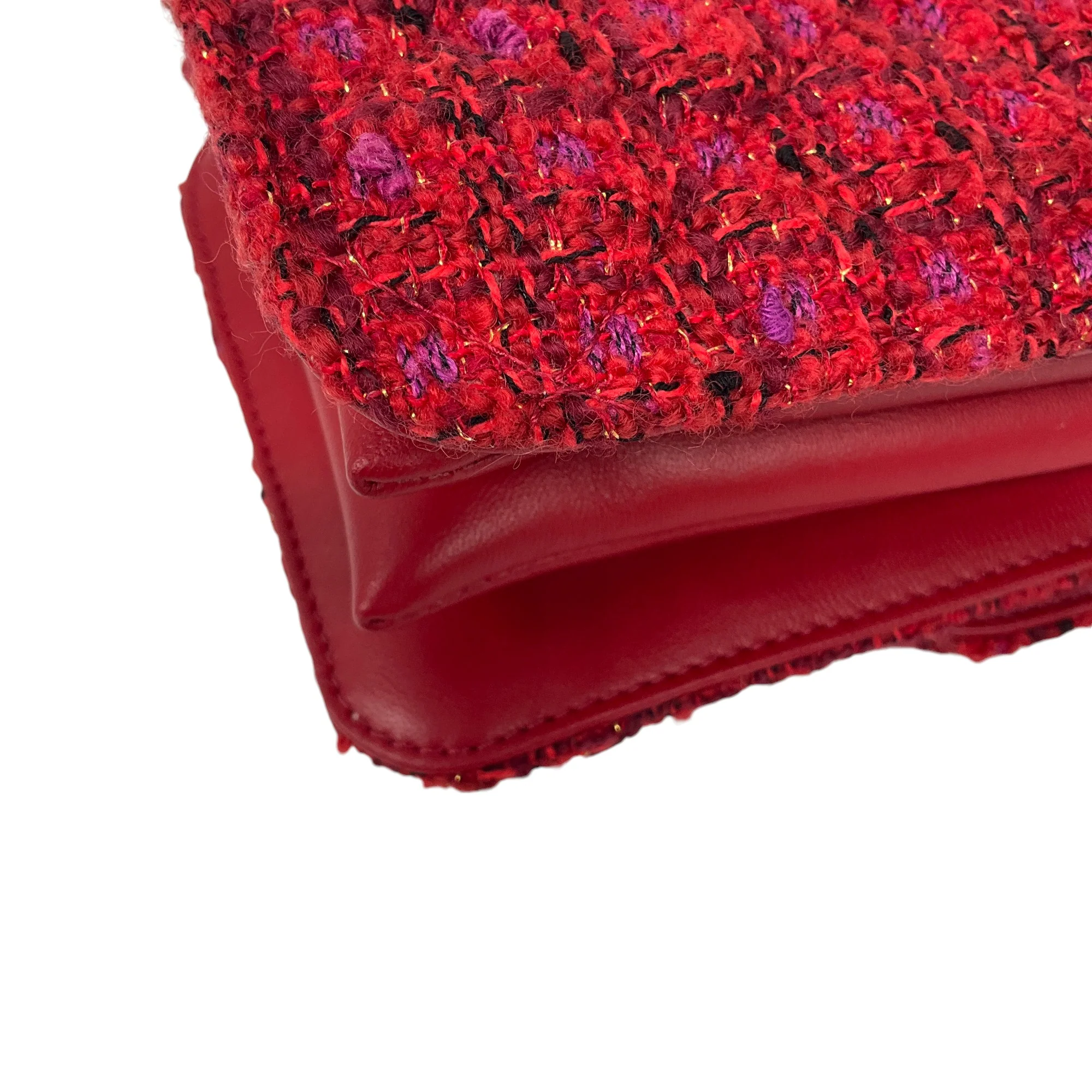 Chanel Red / Purple Multi 2023 Tweed Mini Flap Handle Bag - Image 11