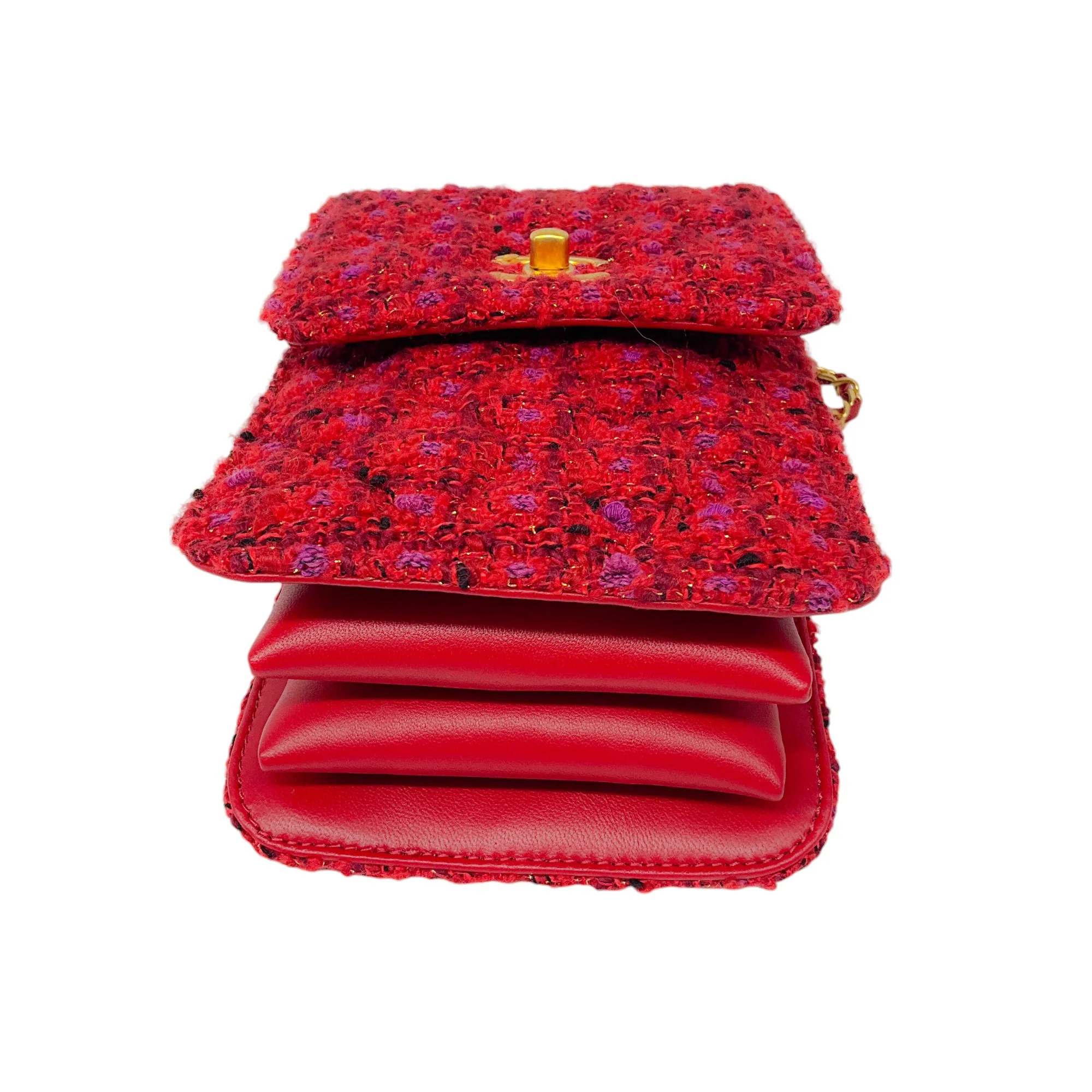 Chanel Red / Purple Multi 2023 Tweed Mini Flap Handle Bag - Image 4