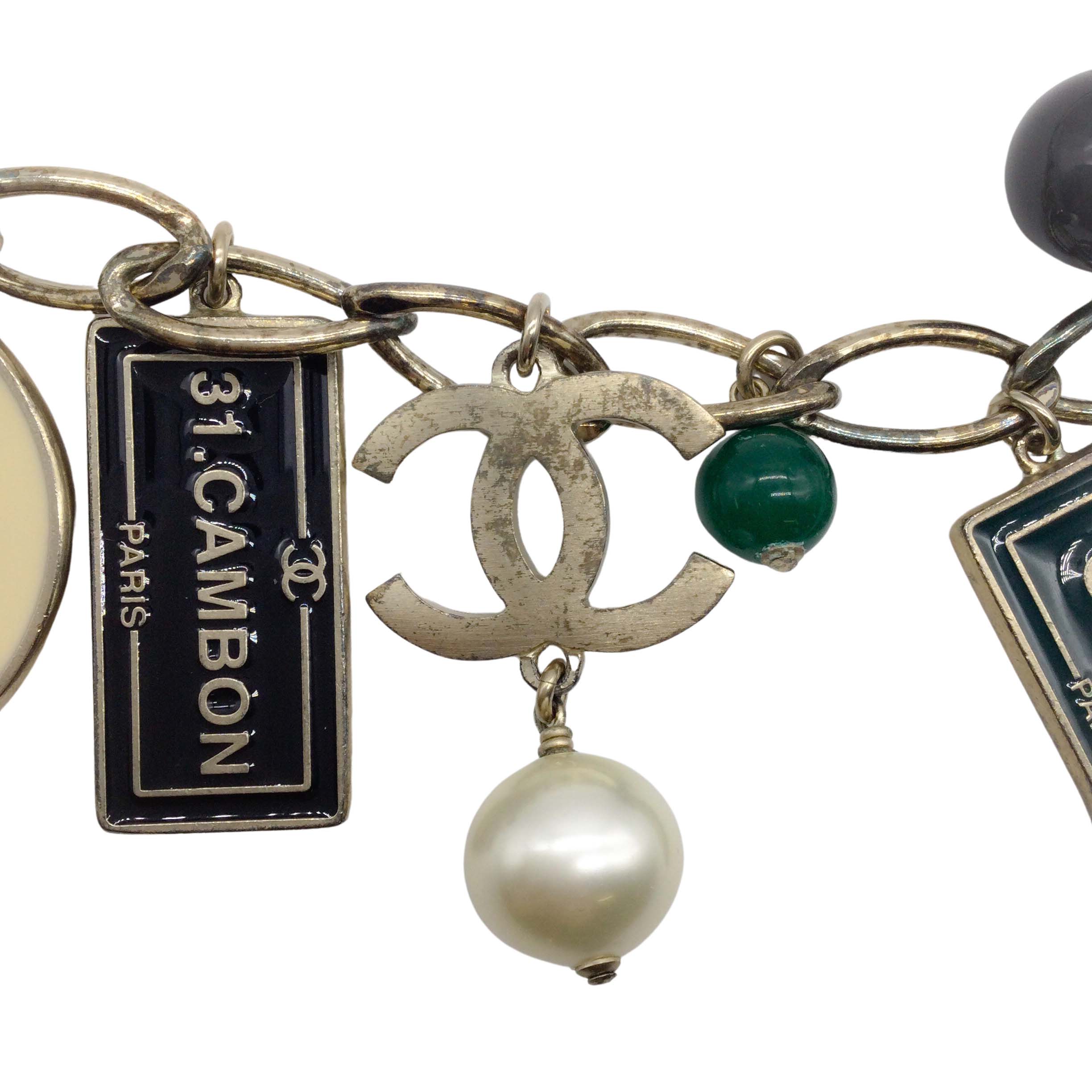Chanel Silver 2006 Cruise Collection Enameled Charm Necklace - Image 4