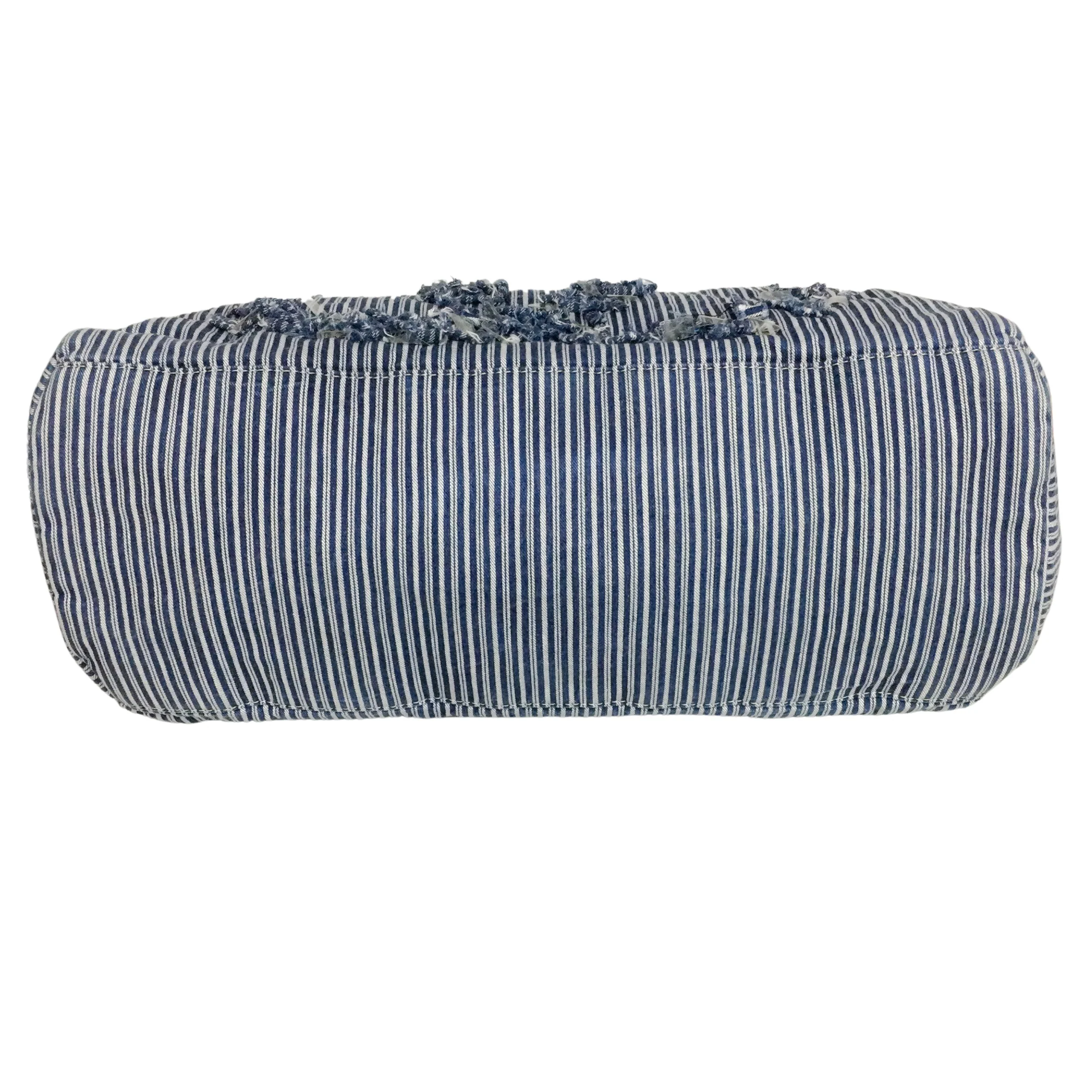 Chanel Striped Chambray Blue & Beige Canvas Tote - Image 4