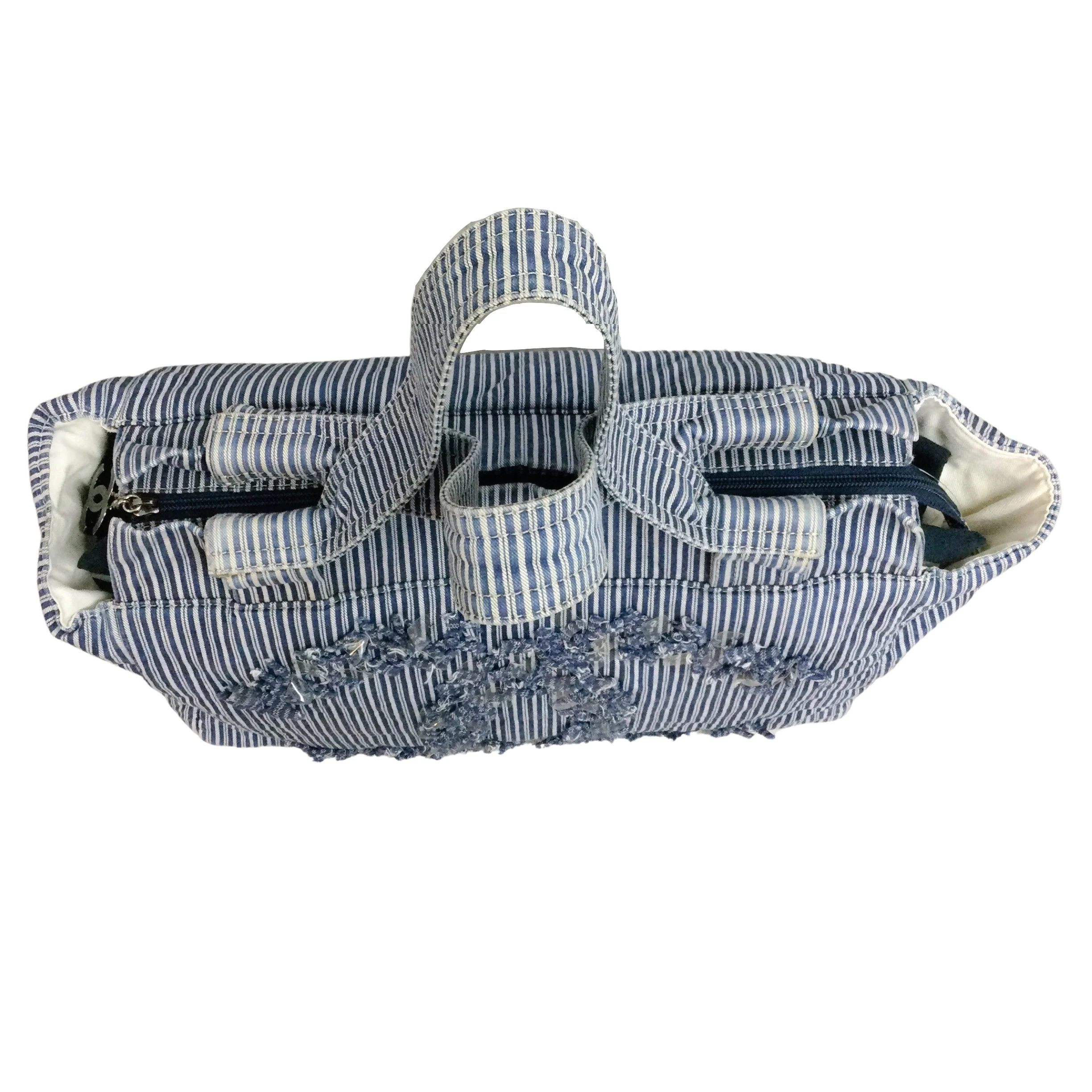 Chanel Striped Chambray Blue & Beige Canvas Tote - Image 5