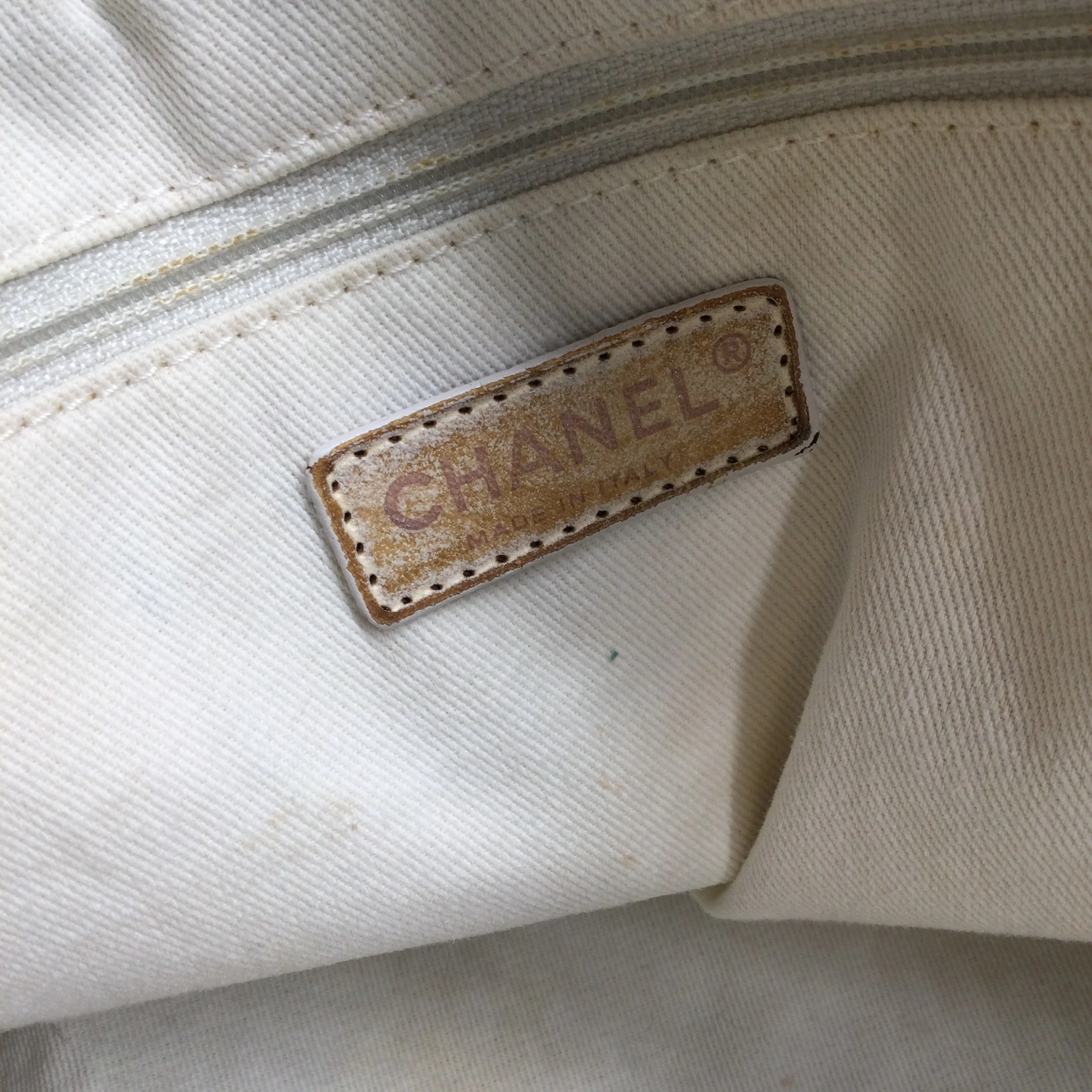Chanel Striped Chambray Blue & Beige Canvas Tote - Image 8