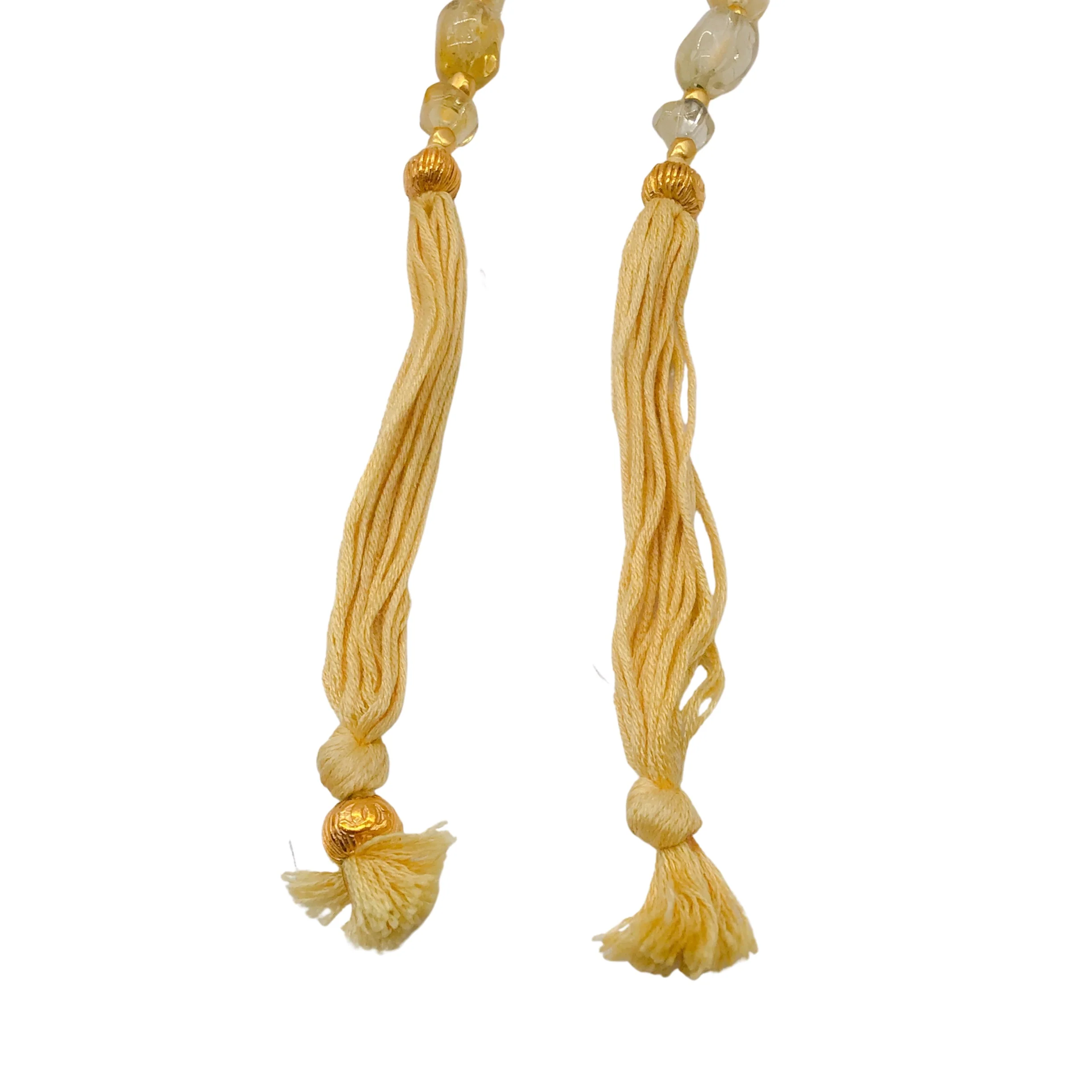 Chanel Vintage 1999 Yellow Resin Stone and Gold CC Logo Charm Tassel Detail Belt - Image 5