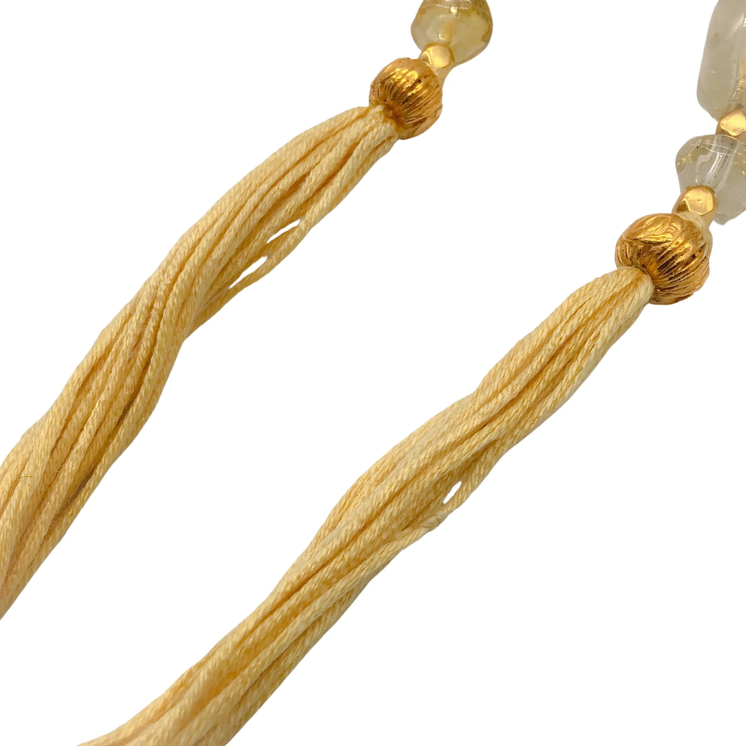 Chanel Vintage 1999 Yellow Resin Stone and Gold CC Logo Charm Tassel Detail Belt - Image 9