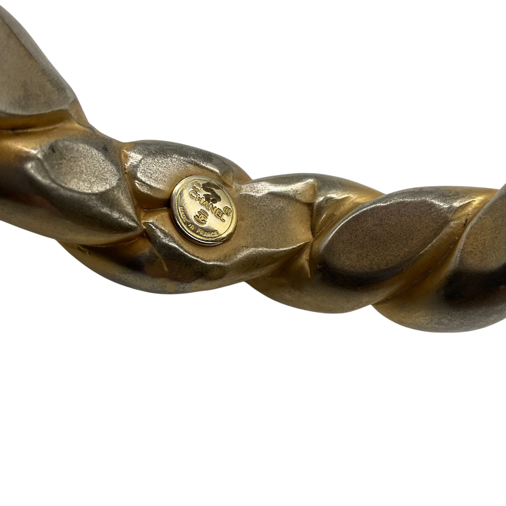 Chanel Vintage Pearl and Aqua Resin Embellished Gold Enamel Chunky Bangle Bracelet - Image 4