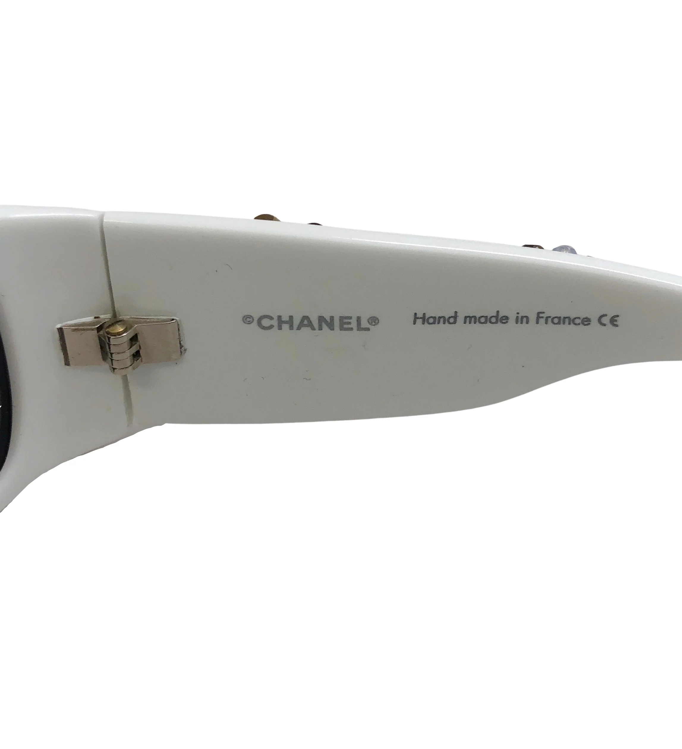 Chanel White Crystal Bijou Numero 1 Sunglasses - Image 4
