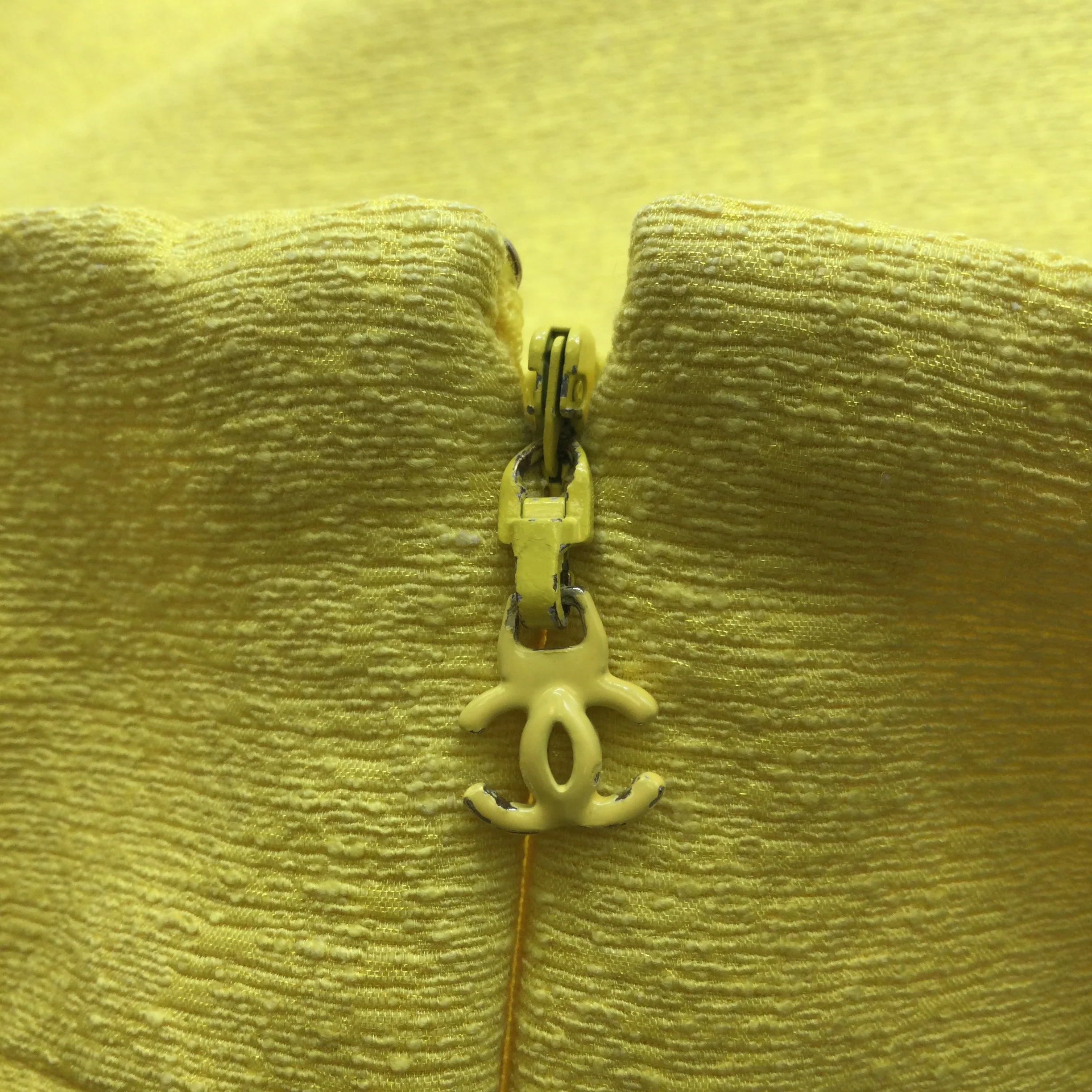 Chanel Yellow Sleeveless Square Neck Silk Crepe Cocktail Dress - Image 6
