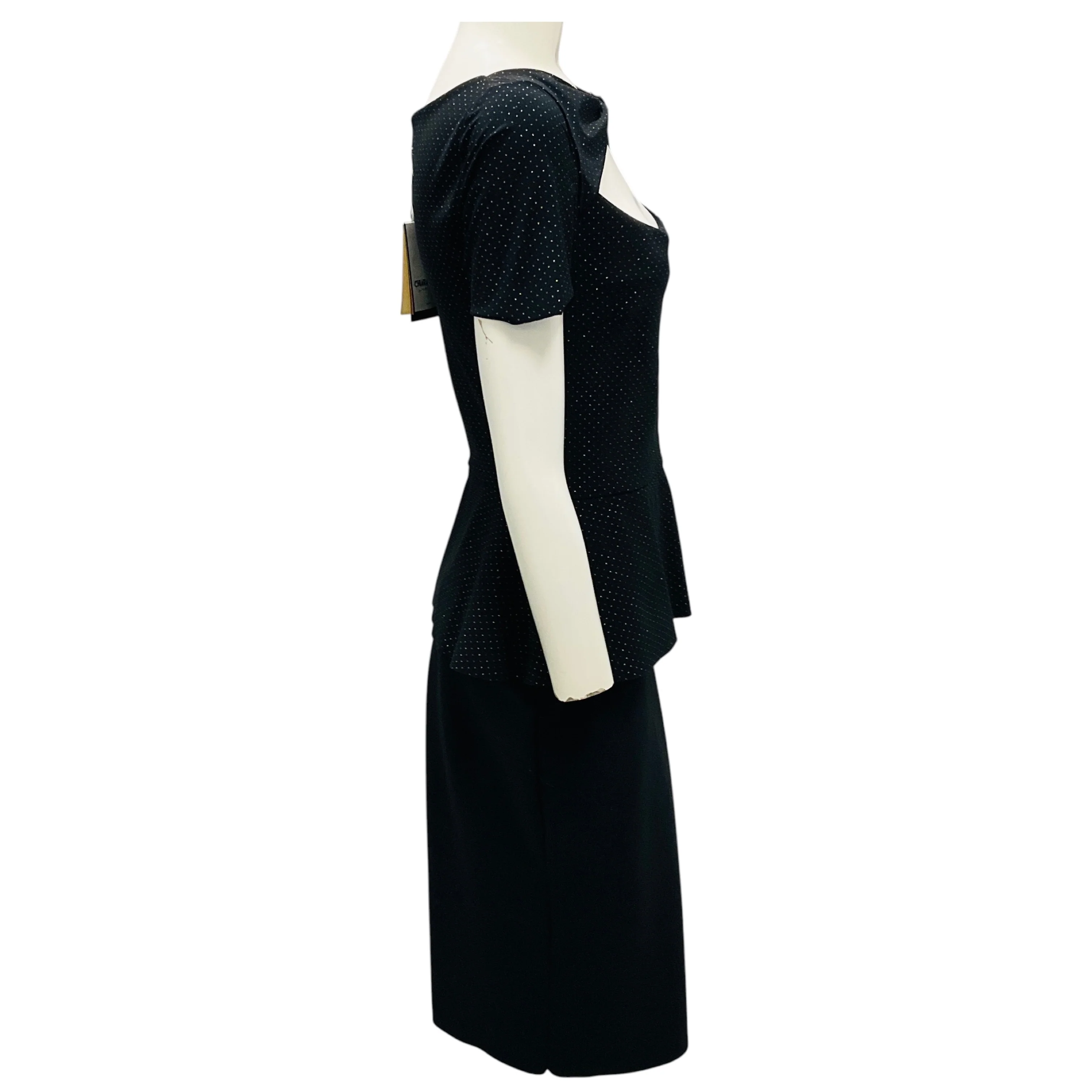 Chiara Boni La Petite Robe Black Tabhita Peplum Metallic Dot Dress - Image 2