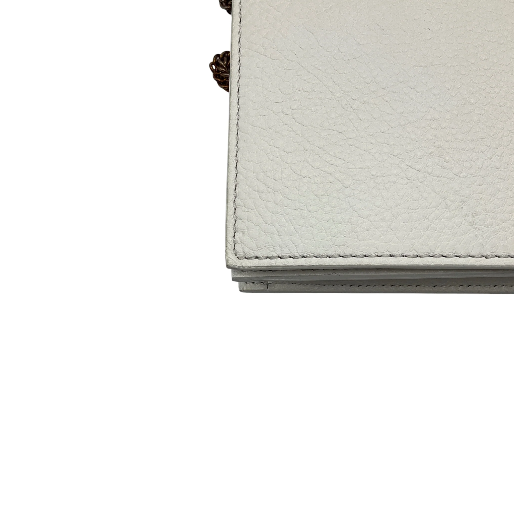 Chiara Boni White Elena Vitello Arno Leather Clutch with Chain Strap - Image 10