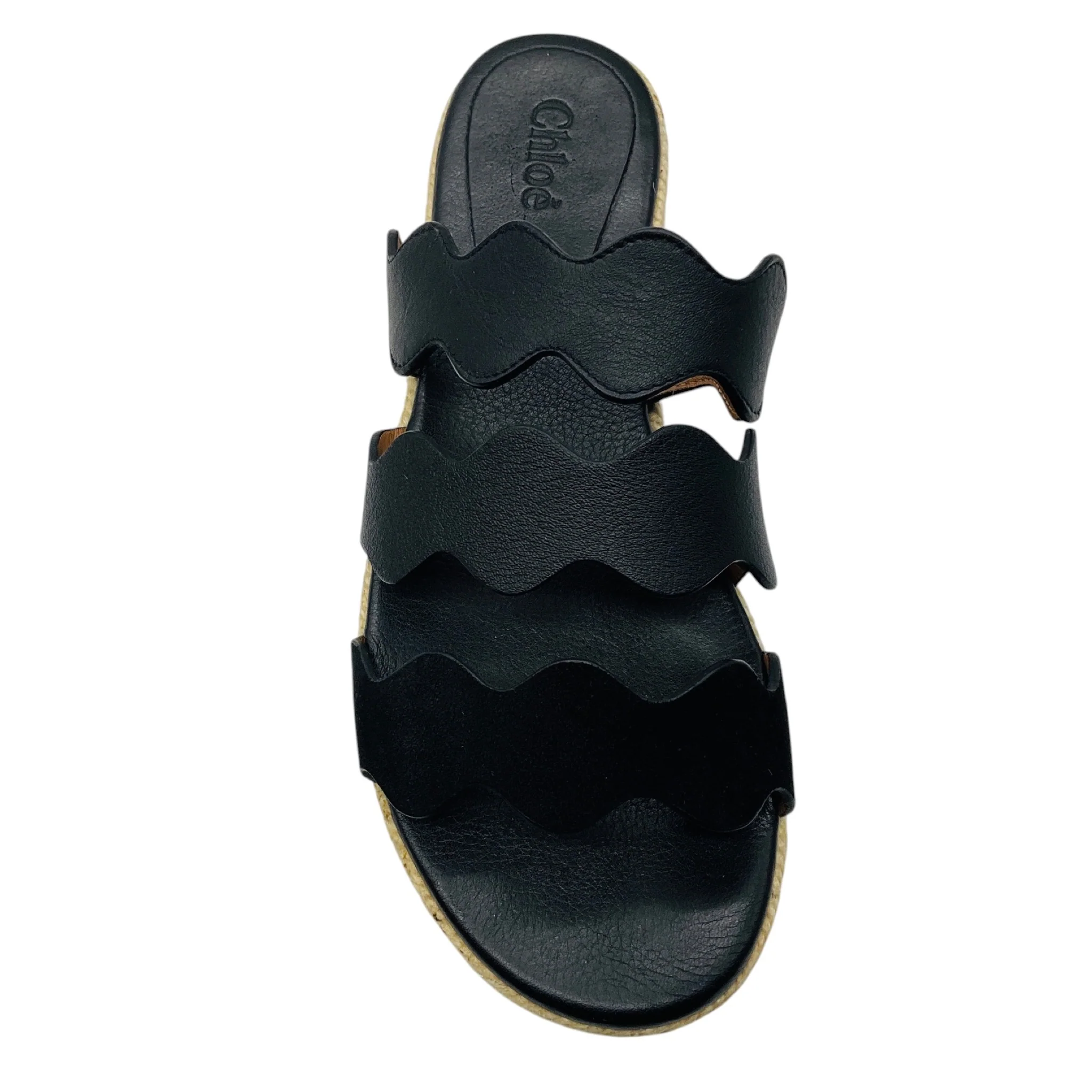 Chloe Black / Natural Leather Espadrille Platform Sandals - Image 4