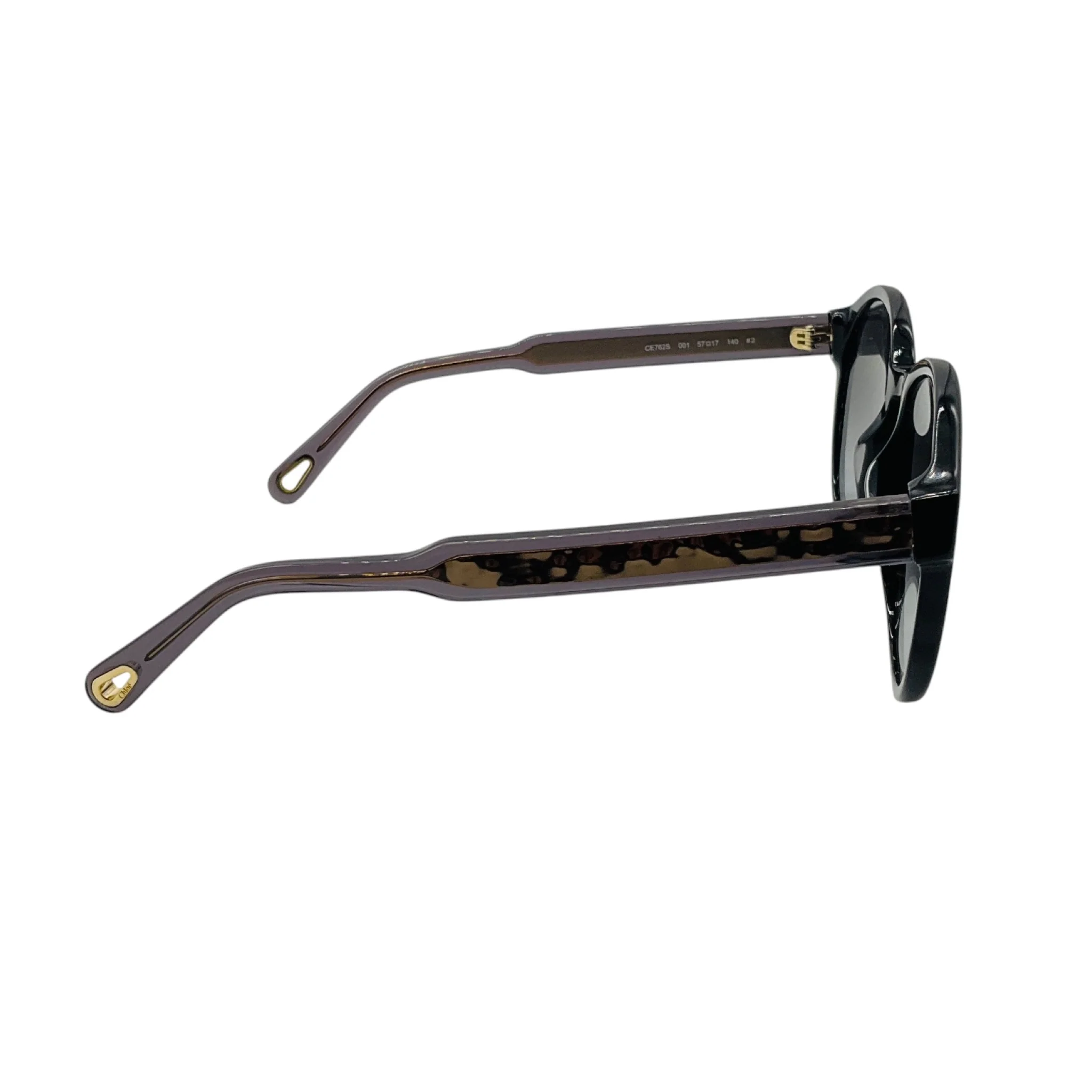 Chloe Black Round Plastic Sunglasses - Image 3