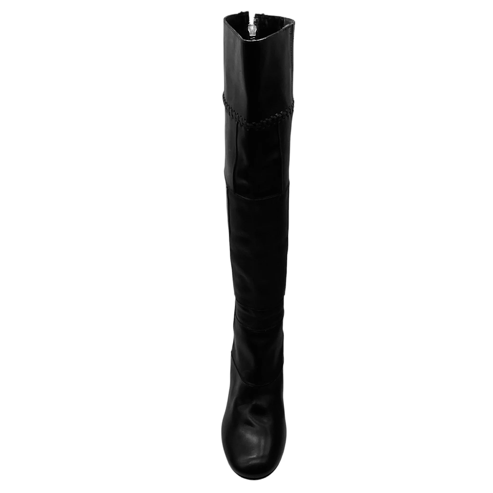 Chloe Black Stitched Detail Tall Leather Boots - Image 4