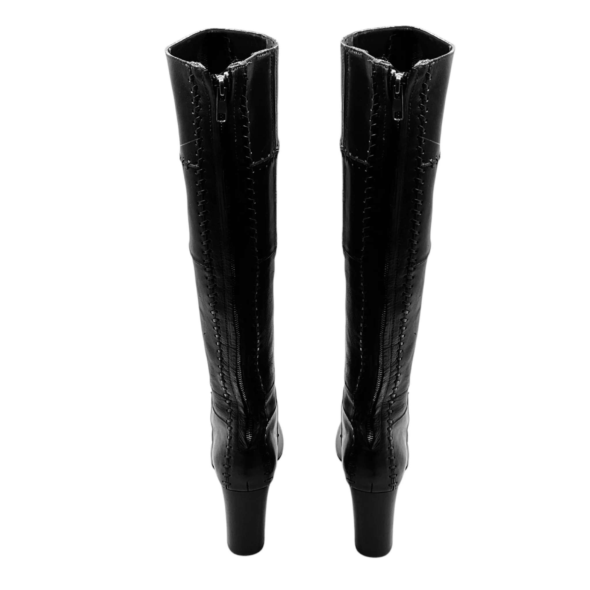 Chloe Black Stitched Detail Tall Leather Boots - Image 6