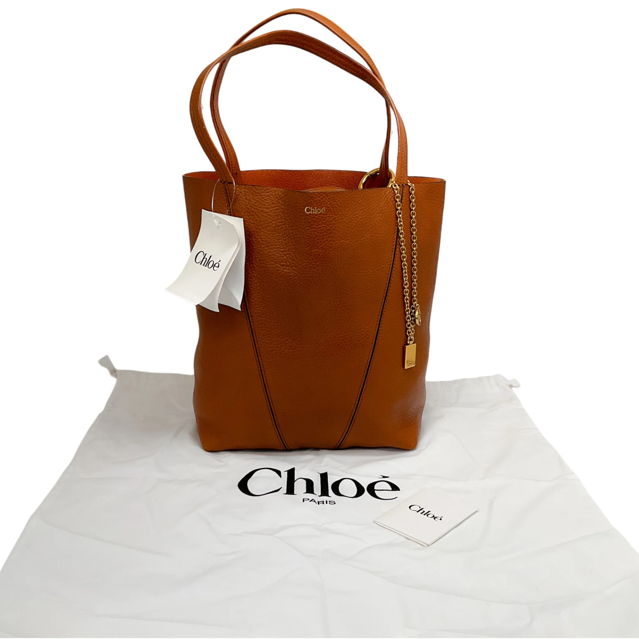 Chloe Clay Brown Spin Medium Tote Bag - Image 11