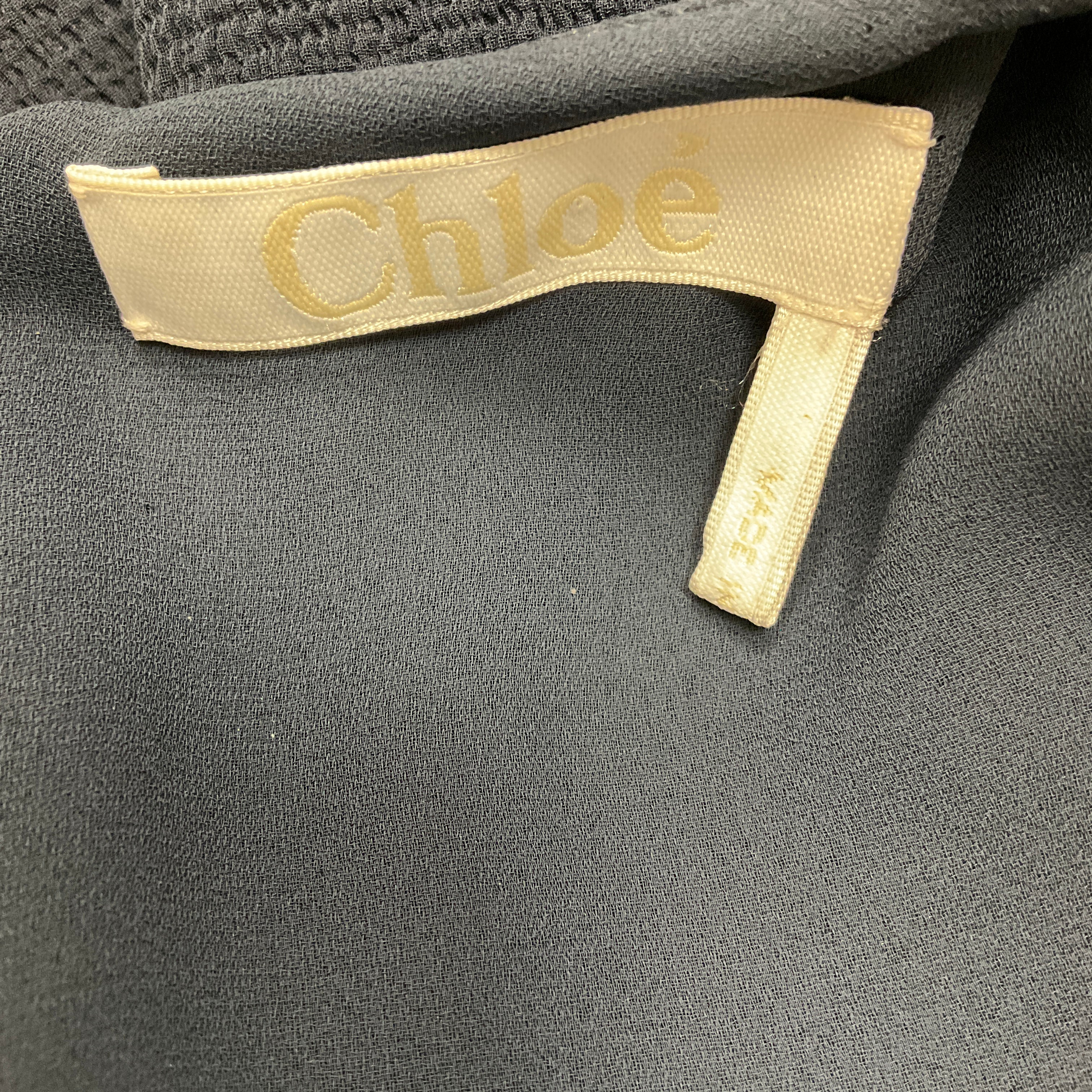 Chloe Iconic Navy Silk Chiffon Dress - Image 4