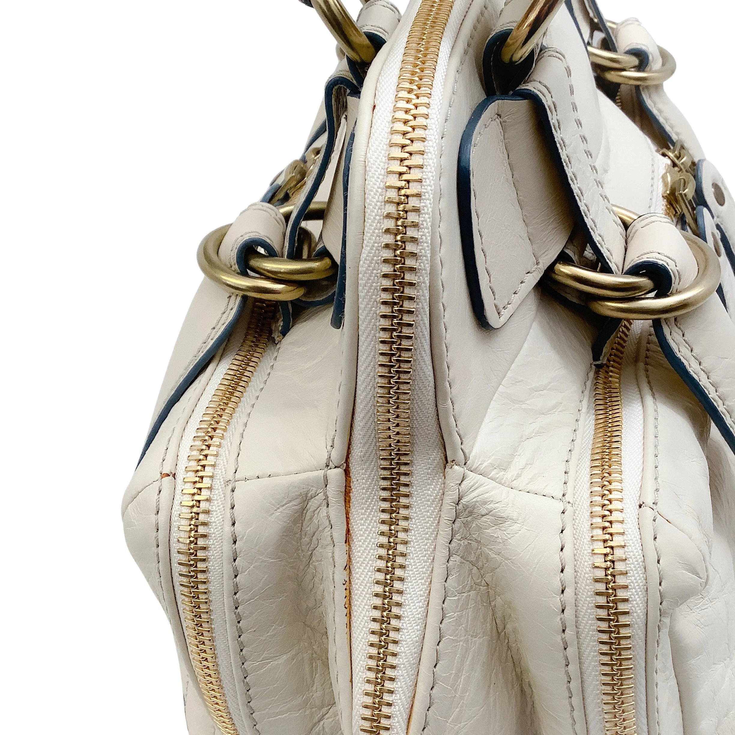 Chloe Ivory Leather Quilted Satchel - Image 3