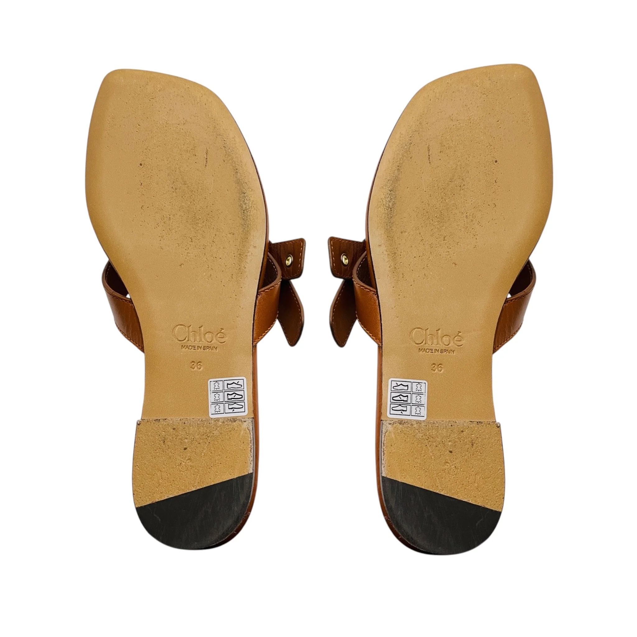 Chloe Light Brown Leather Flat Mae Sandals - Image 6