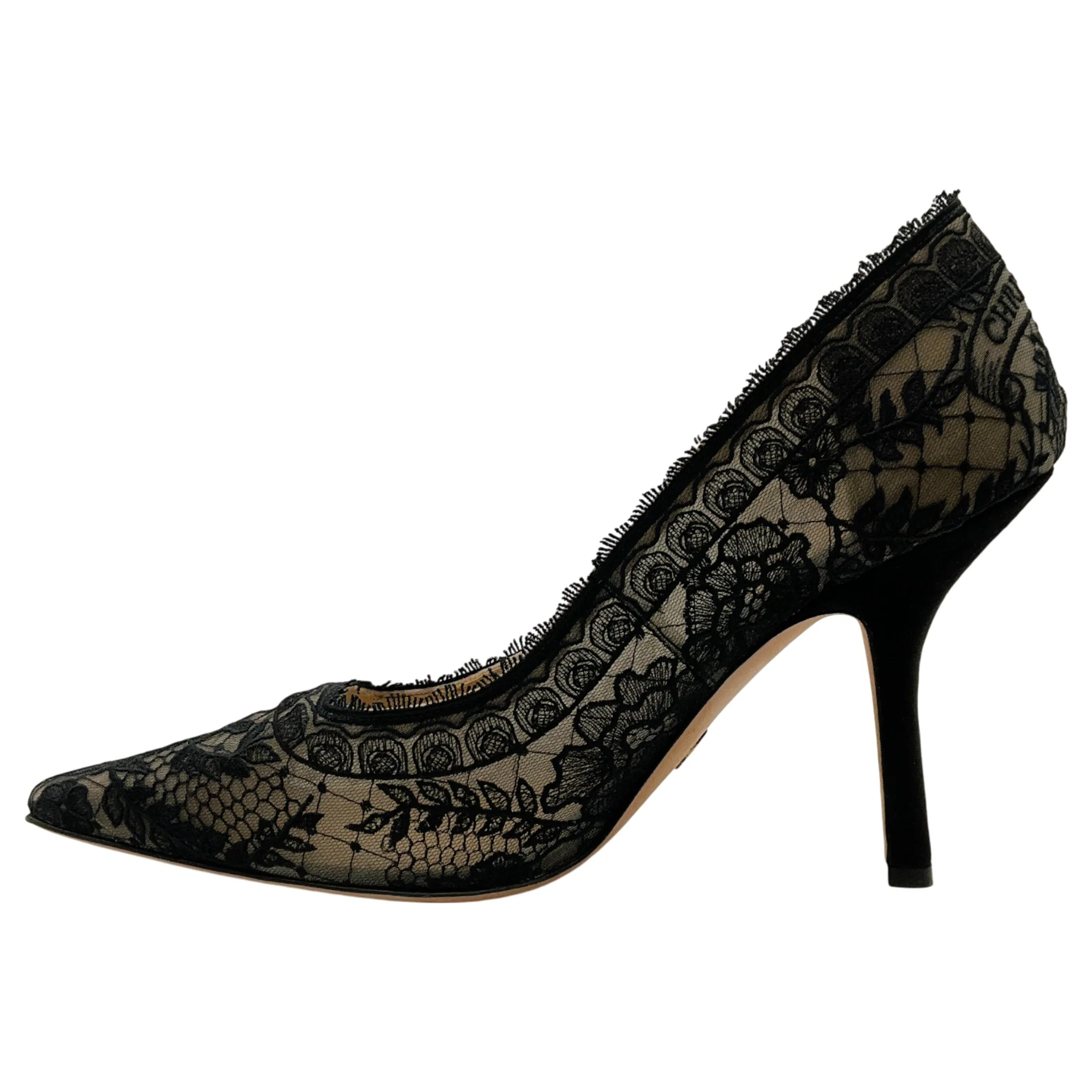 Christian Dior Black Capture Illusion Roses Lace Pumps - Image 3