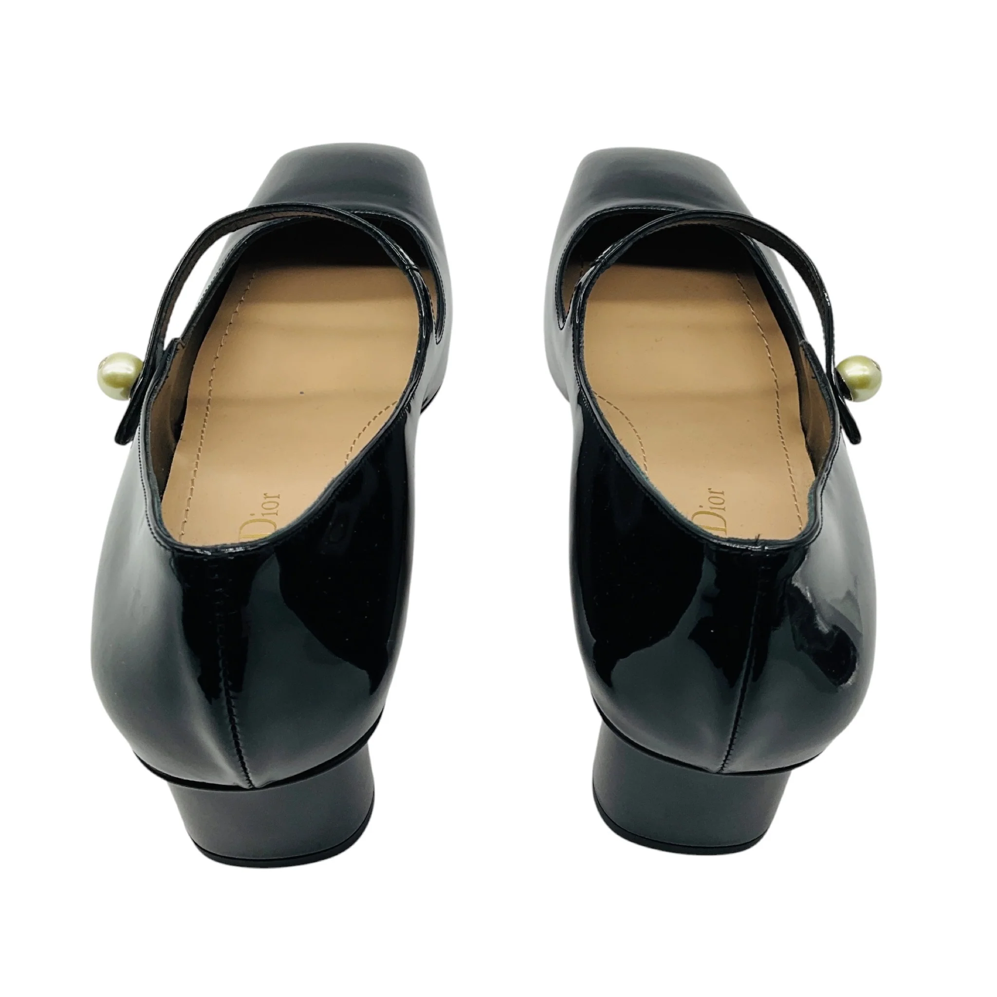 Christian Dior Black Jolie Dior Patent Calfskin Pumps with Pearl Accent - Image 6