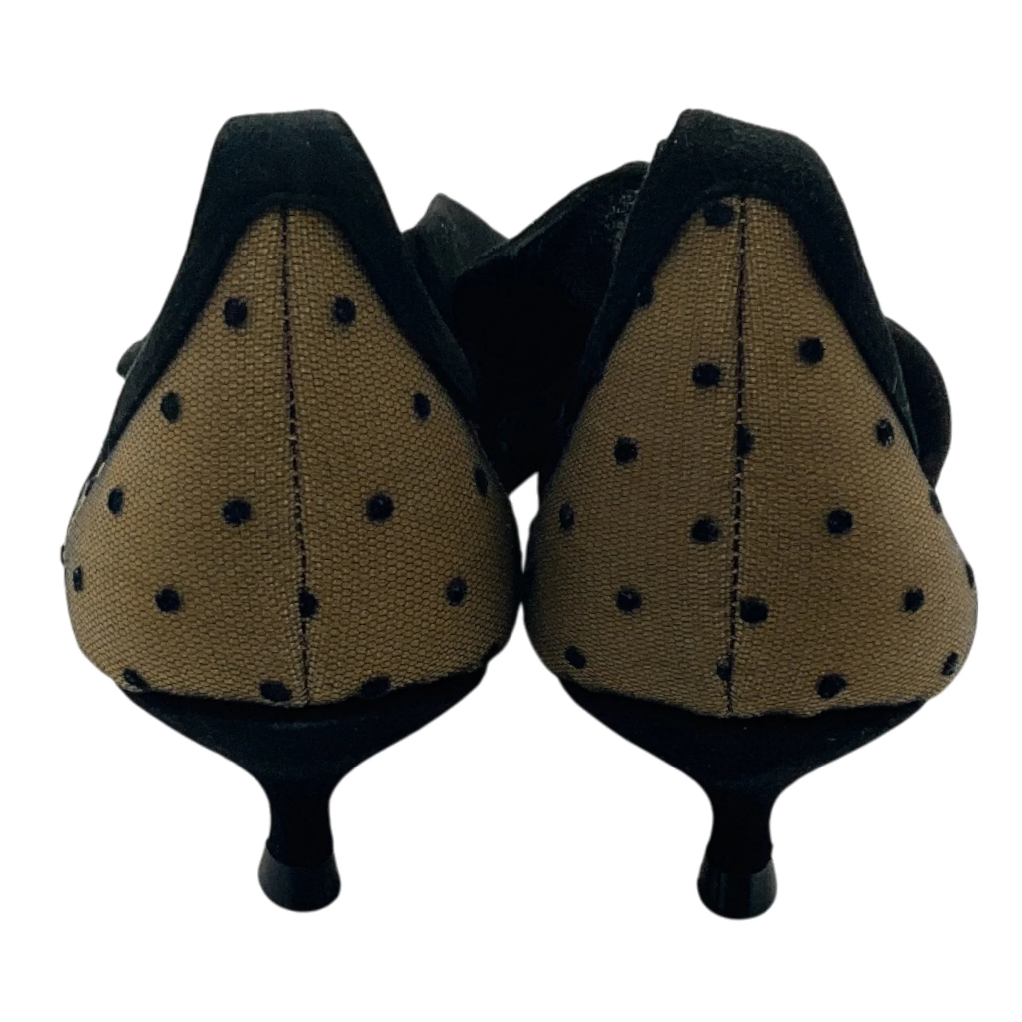 Christian Dior Black Mesh Kitten Heel Pumps with Suede Ankle Ties - Image 4