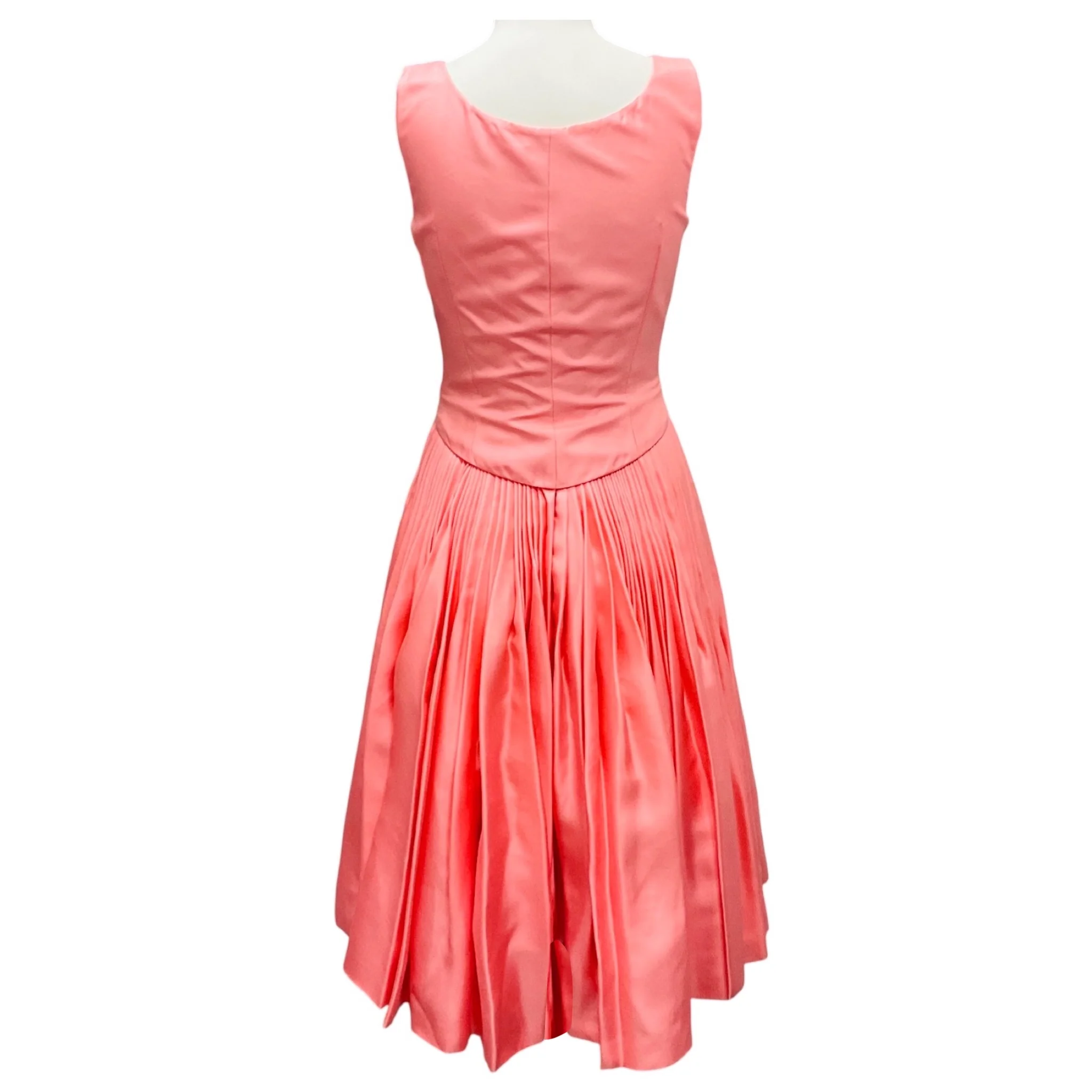 Christian Dior Pink Sleeveless Full Zip Pleated Silk Cocktail Dress - Image 3