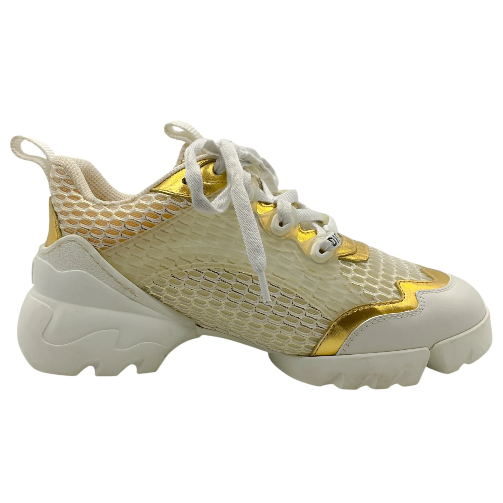 Christian Dior White / Gold D Connect Sneakers - Image 2