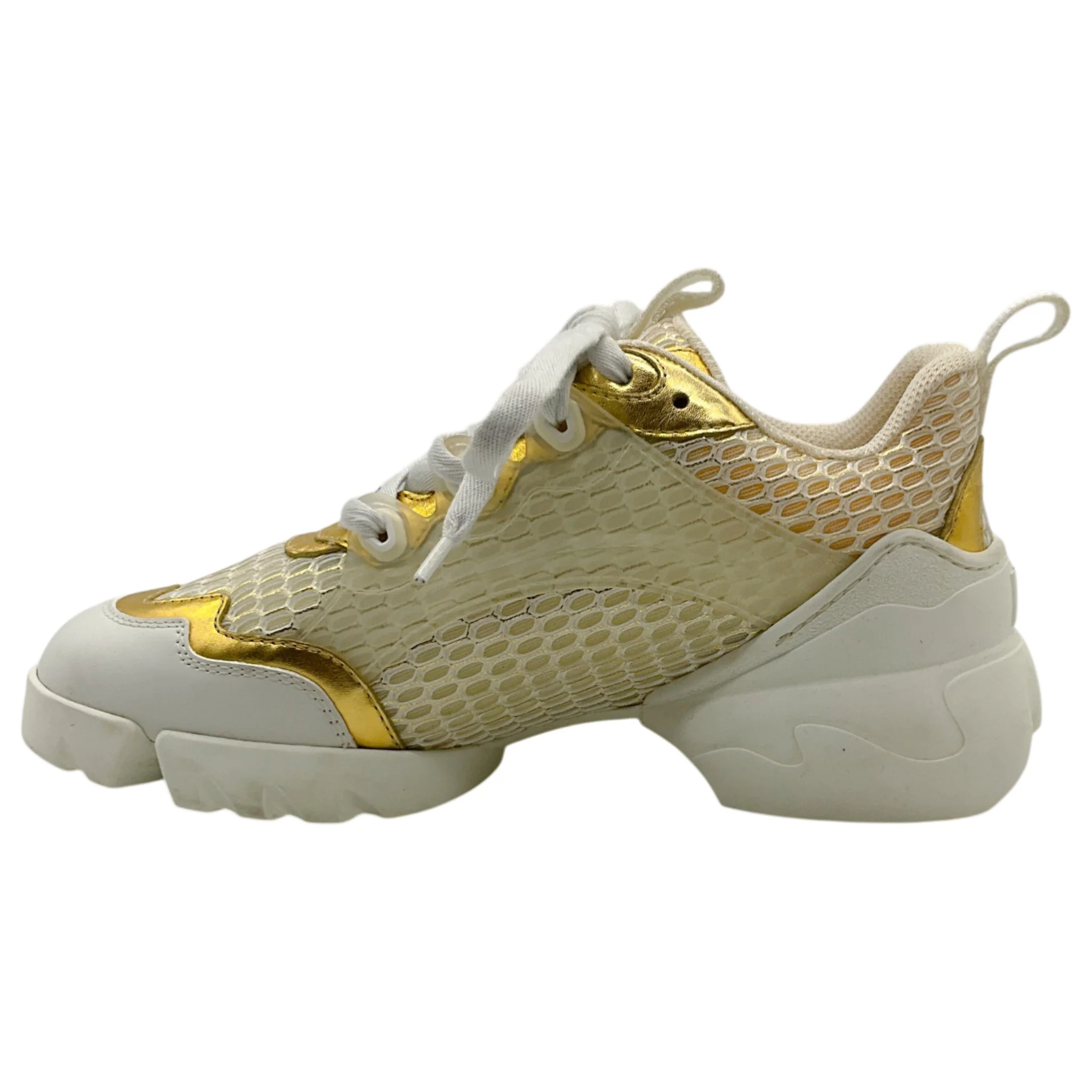 Christian Dior White / Gold D Connect Sneakers - Image 3