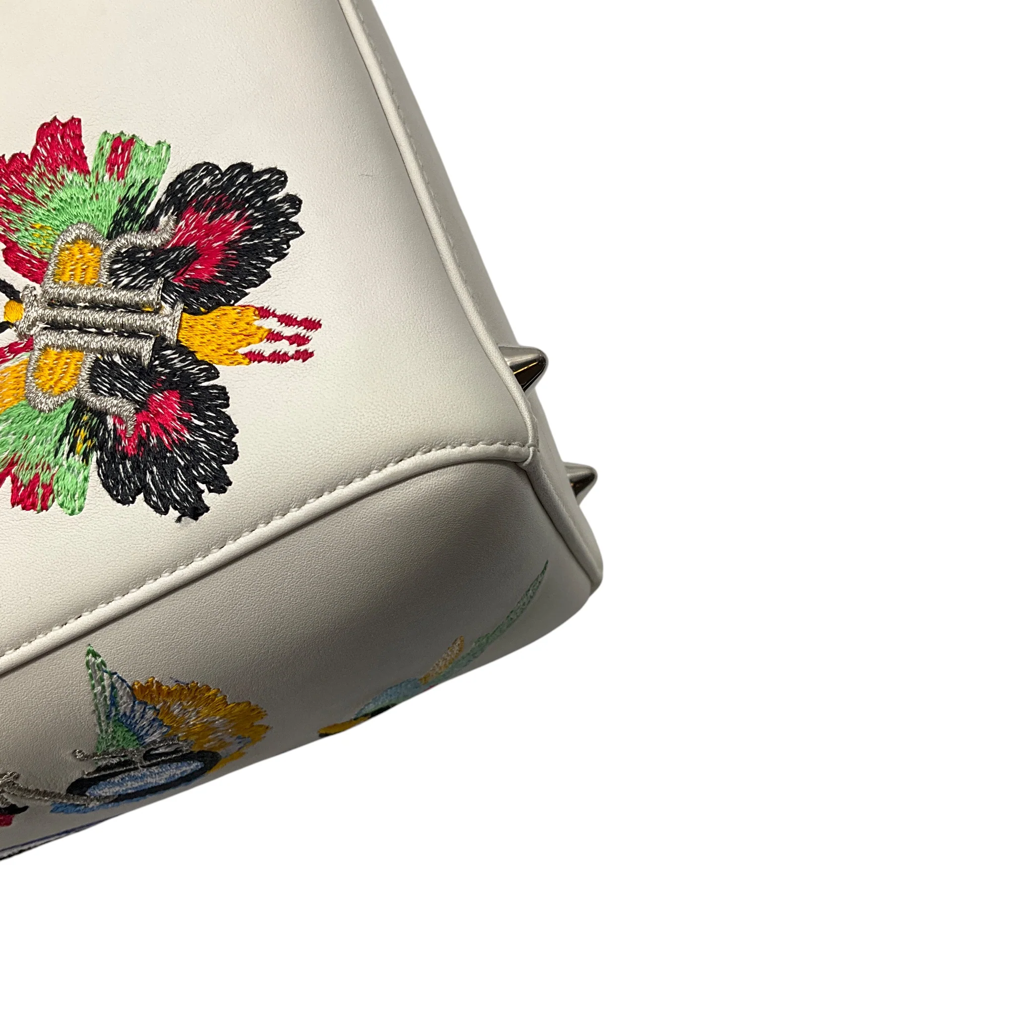 Christian Dior White Multicolor Animals Embroidered Smooth Calfskin Medium Lady Dior Bag - Image 15