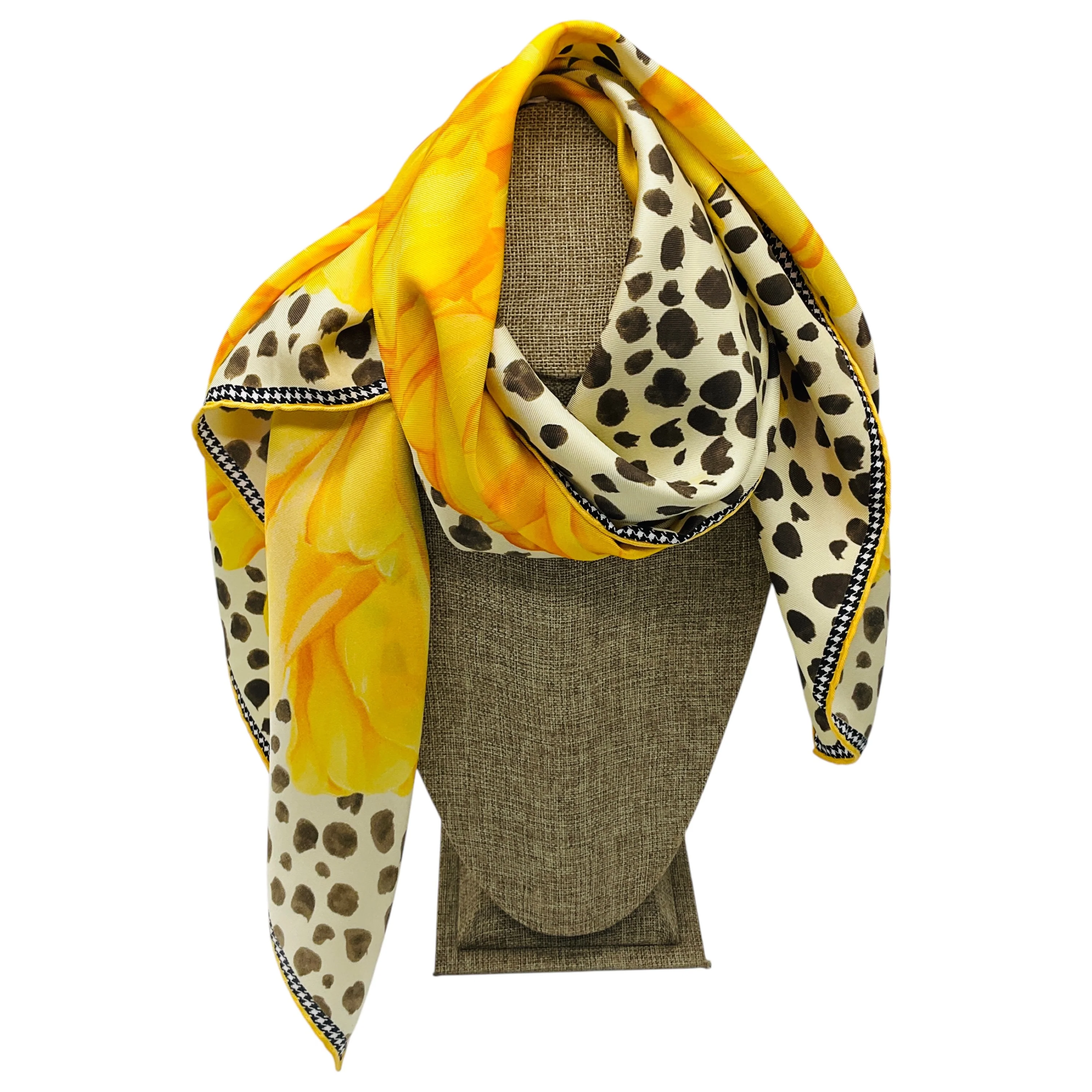 Christian Dior Yellow Multi Printed Square Silk Twill Scarf - Image 6