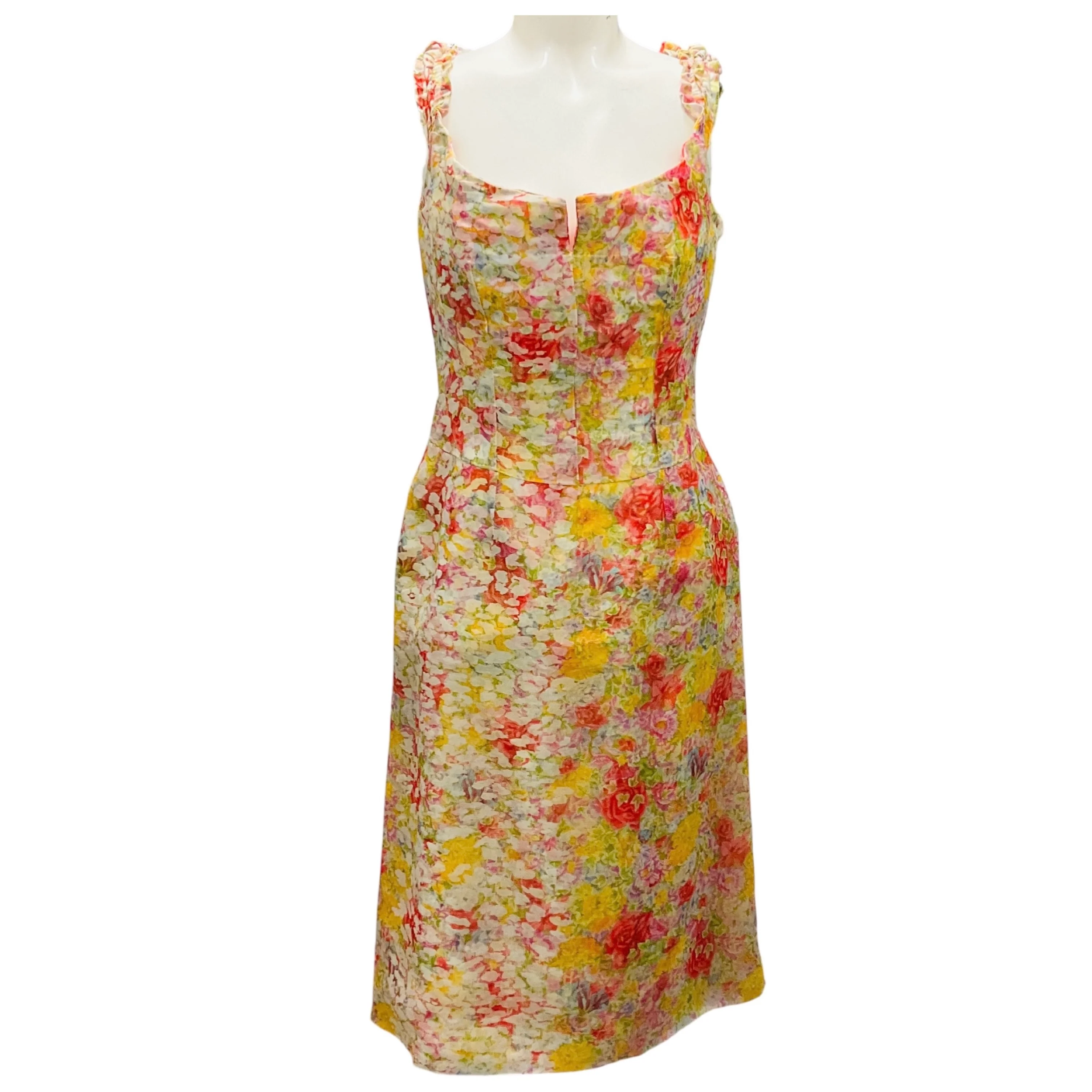 Christian Lacroix Vintage Pastel Multi Floral Silk Chiffon Cocktail Dress