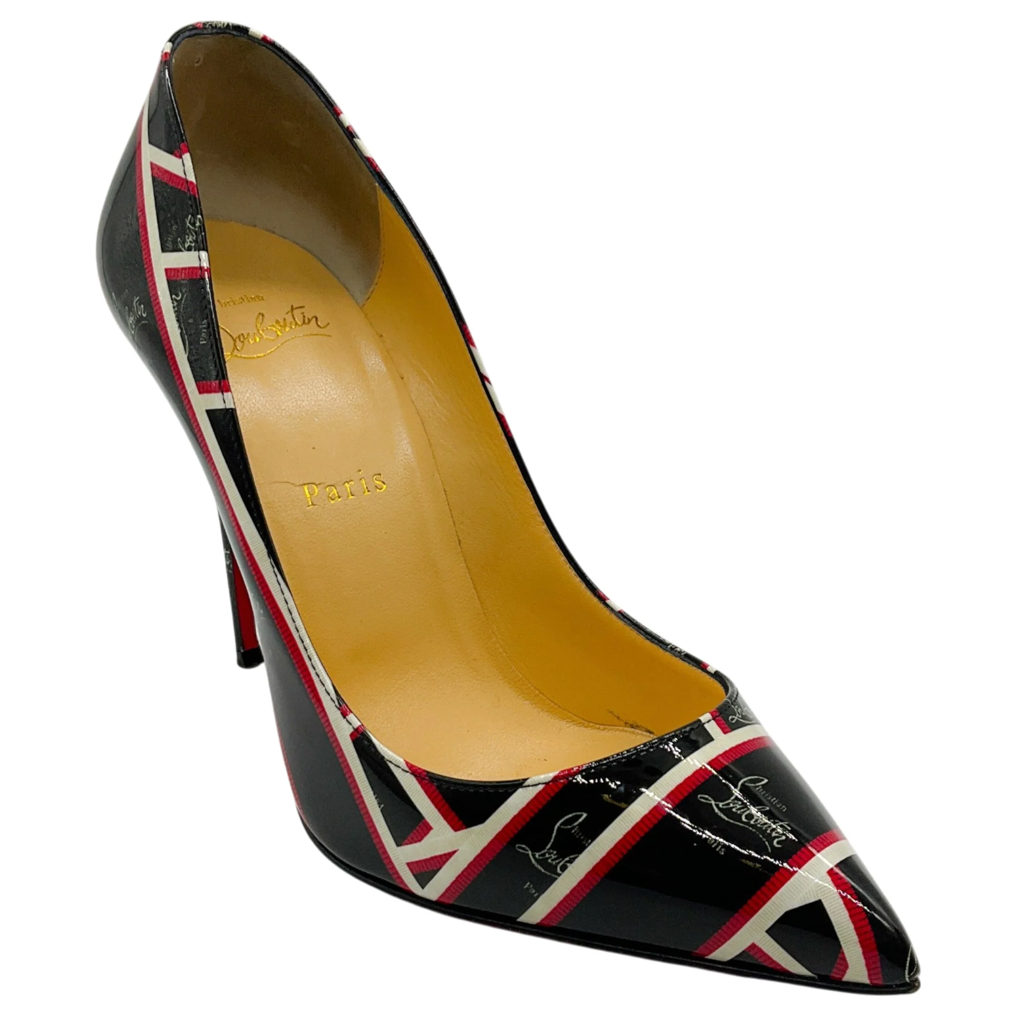 Christian Louboutin Black / Red Patent Leather Ribbon Pigalle Follies 100 Pumps